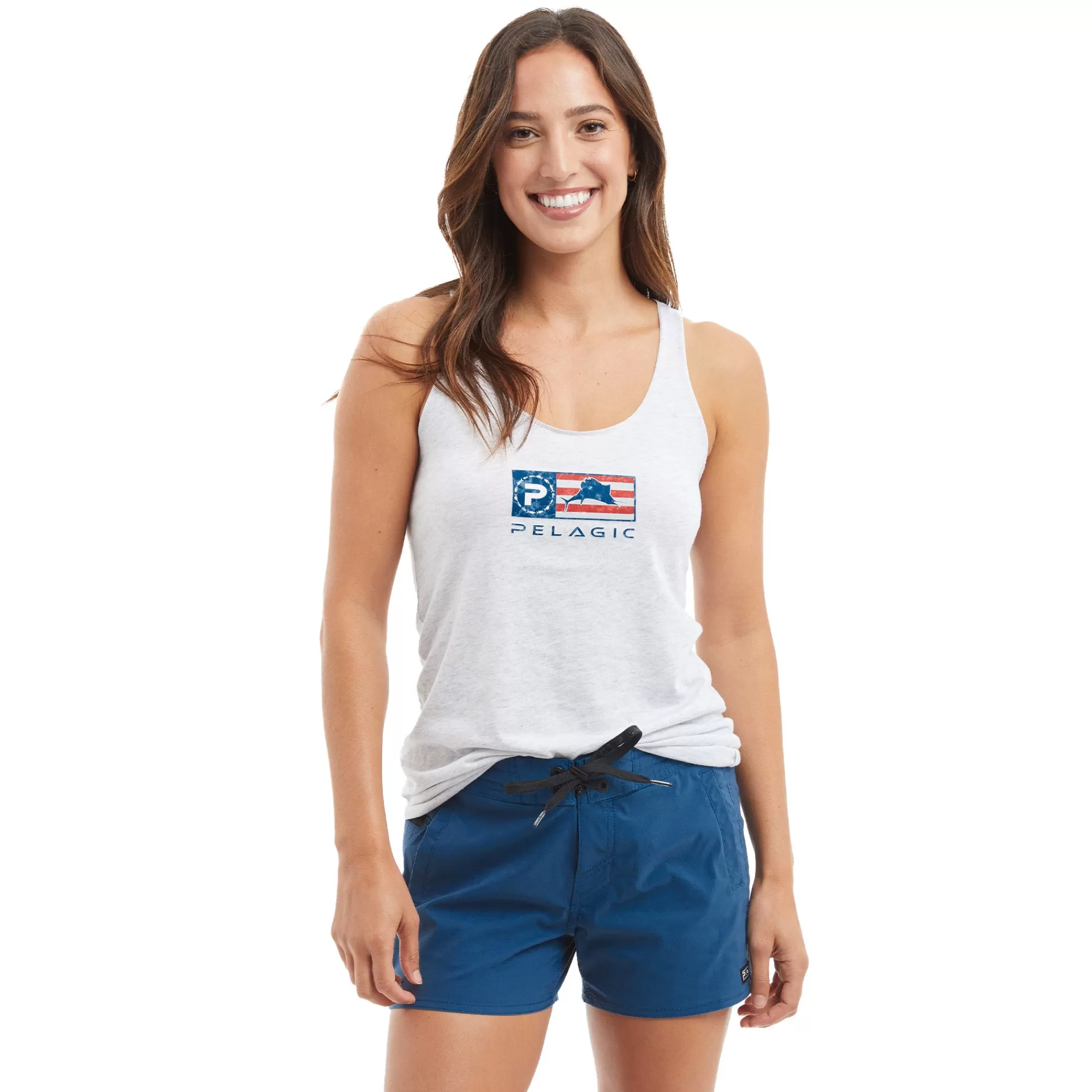 Pelagic T-Shirts & Tank Tops>Americamo Ws Americamo Icon Heather White