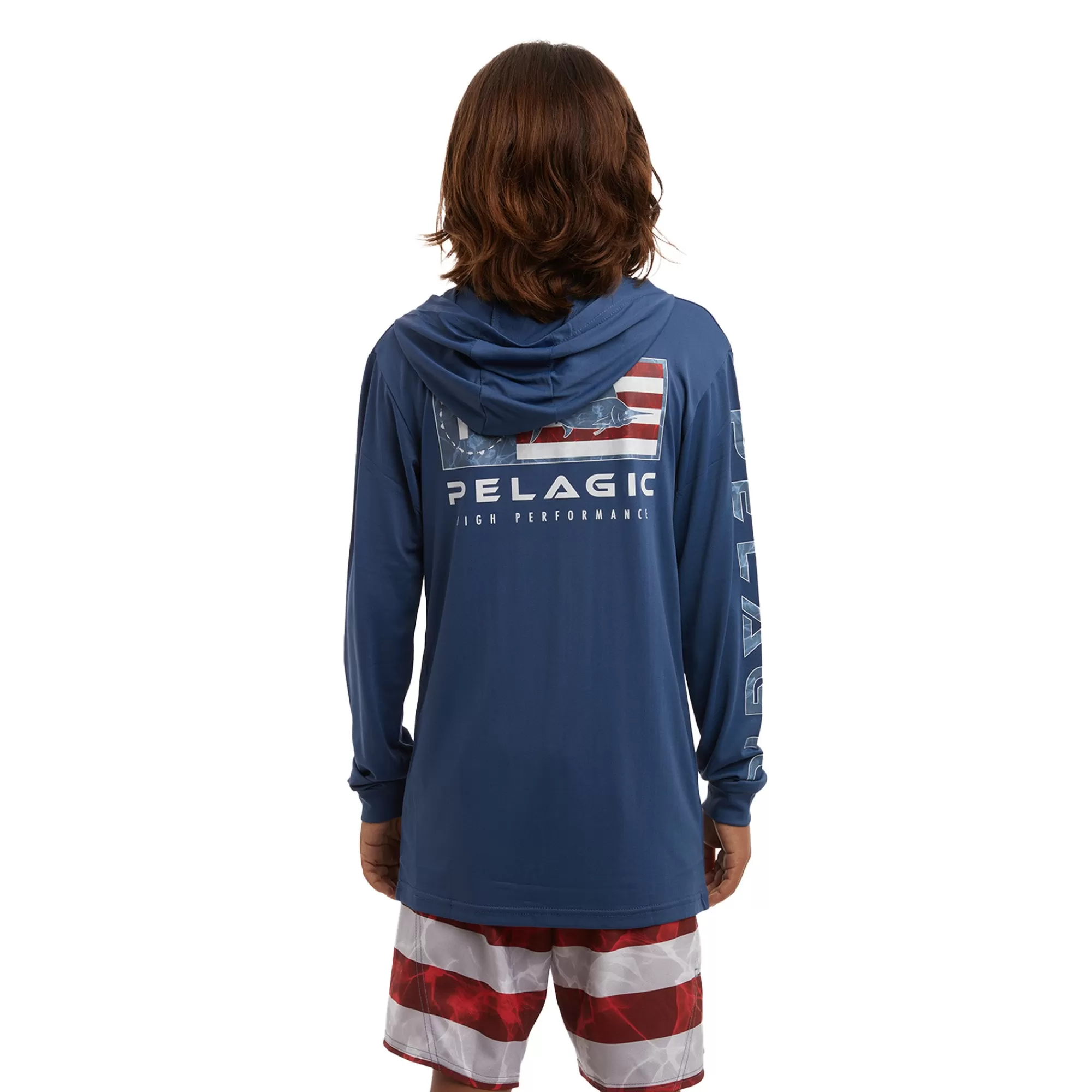 Pelagic Fishing Shirts>Americamo Youth Aquatek Icon Smokey Blue