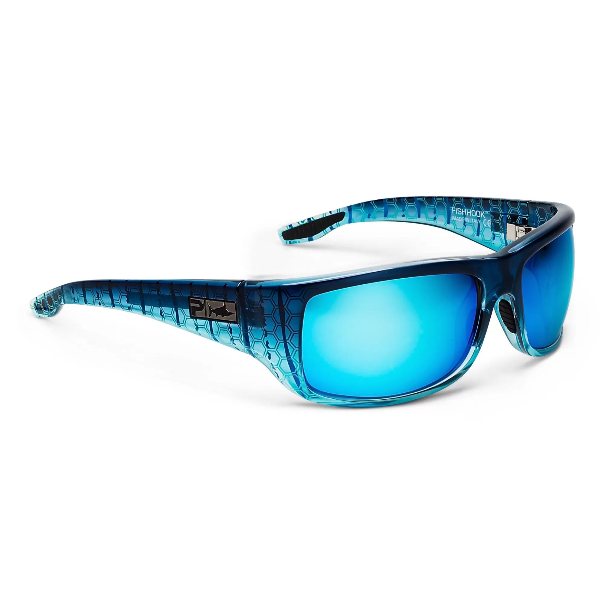 Pelagic Poly Polarized Lenses>Fish Hook - Polarized Poly Lens Blue Helix - Blue Mirror