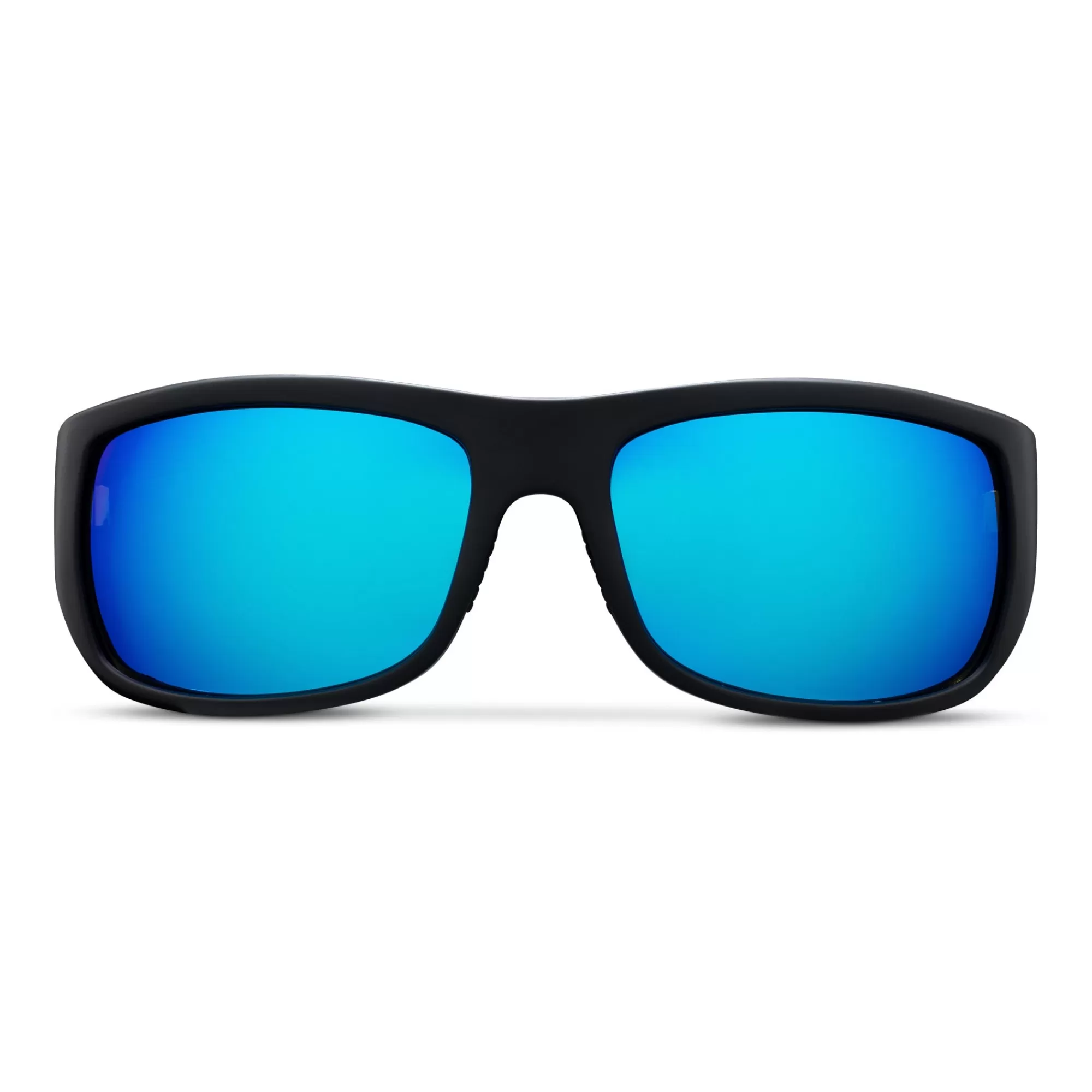 Pelagic Poly Polarized Lenses>Fish Hook - Polarized Poly Lens Matte Black - Blue Mirror