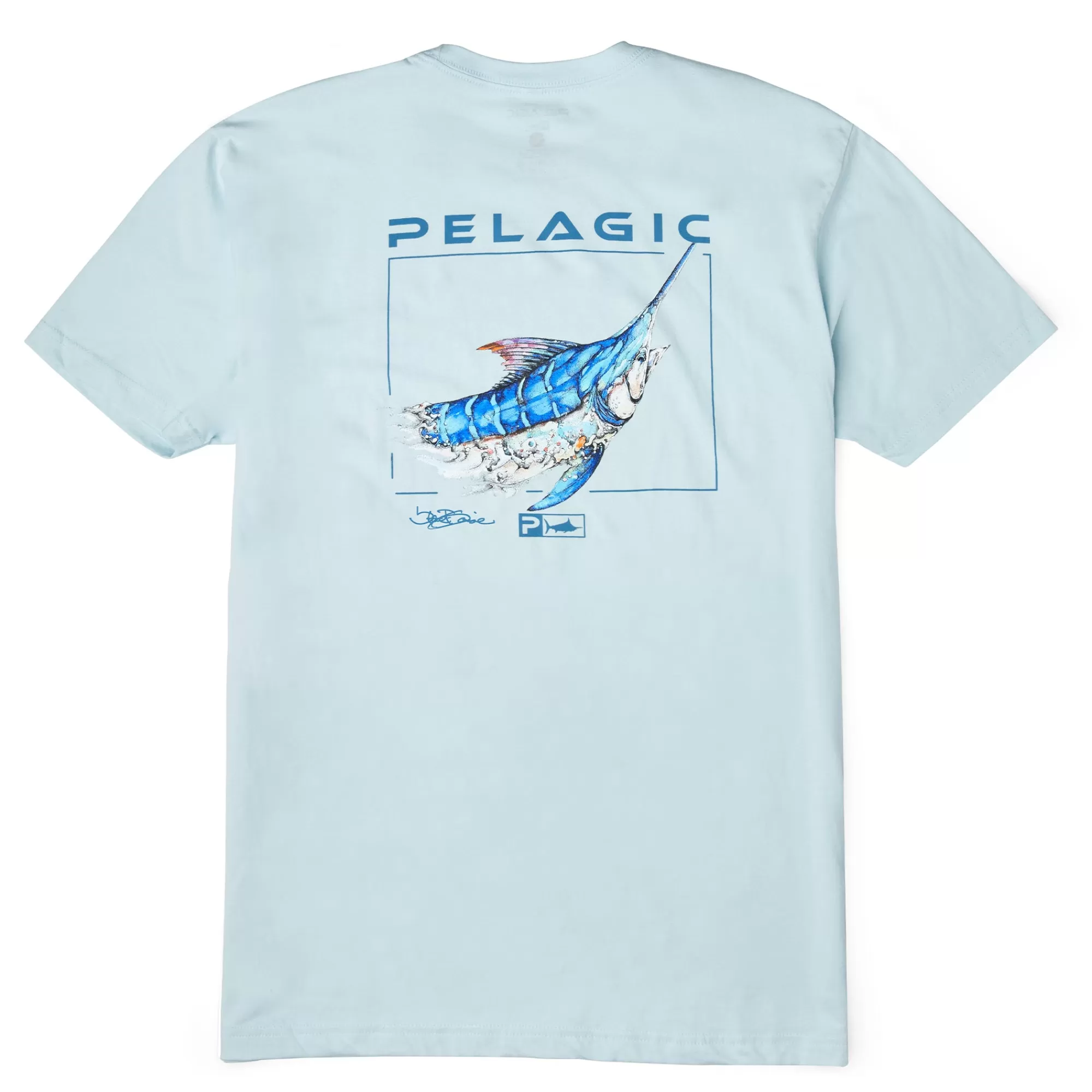 Pelagic T-Shirts & Tank Tops>Goione Marlin Light Blue