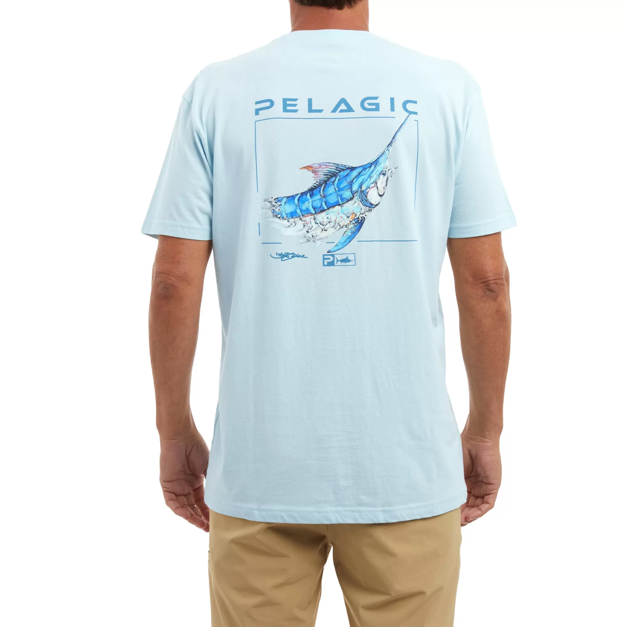 Pelagic T-Shirts & Tank Tops>Goione Marlin Light Blue