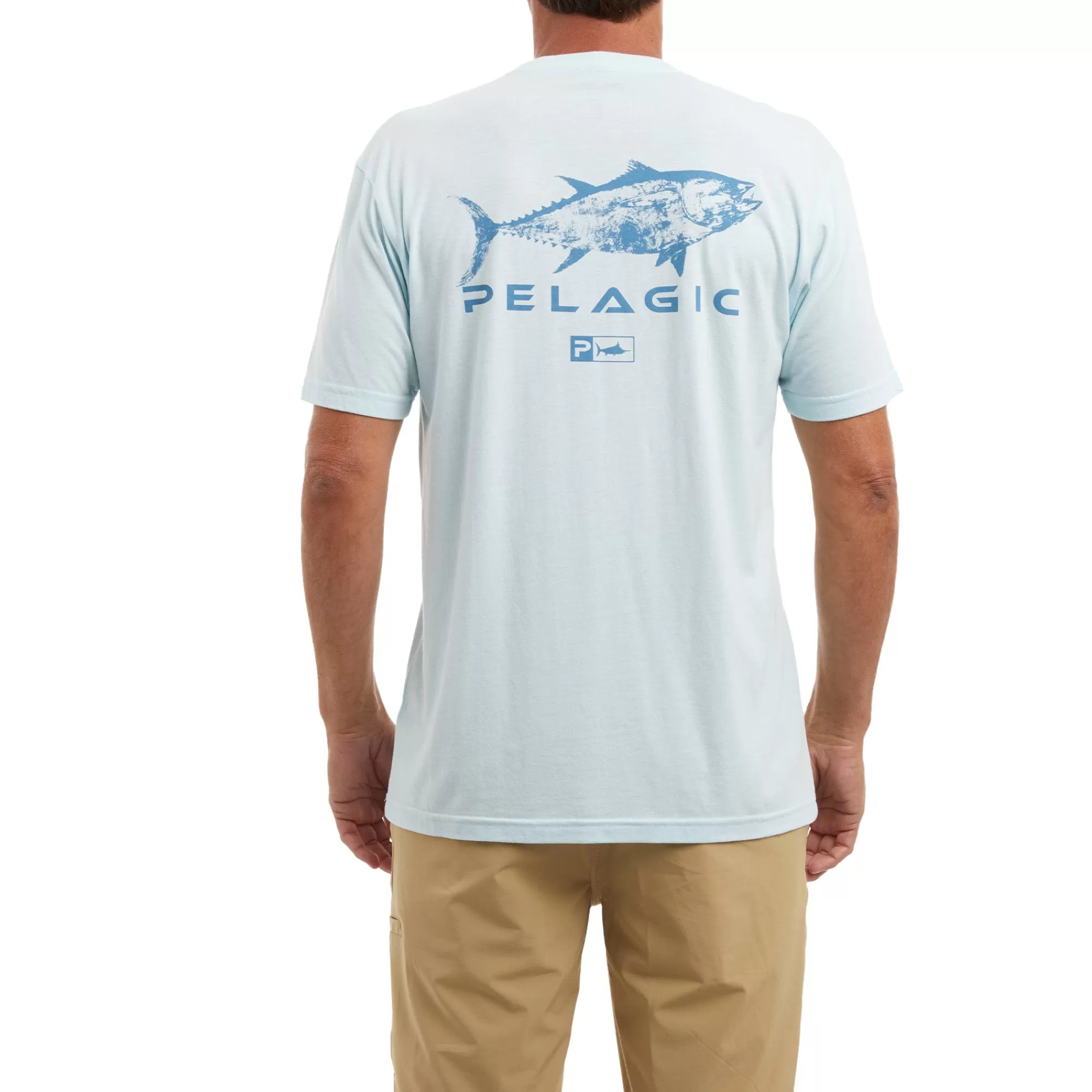 Pelagic T-Shirts & Tank Tops>Gyotaku Tuna Light Blue