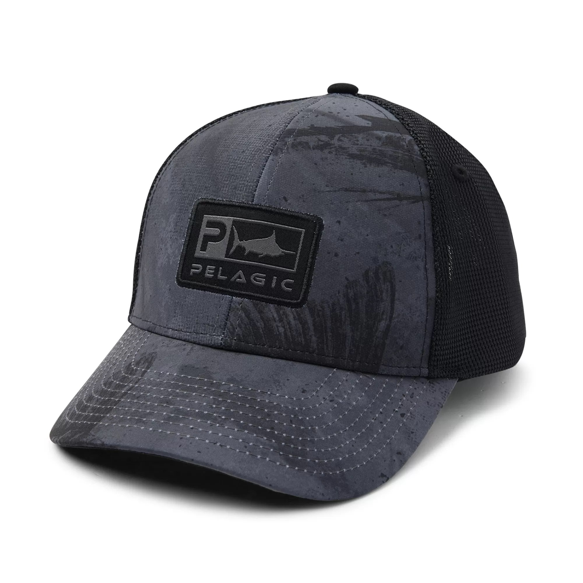 Pelagic Fishing Hats>Offshore Icon Gyotaku Black / Charcoal