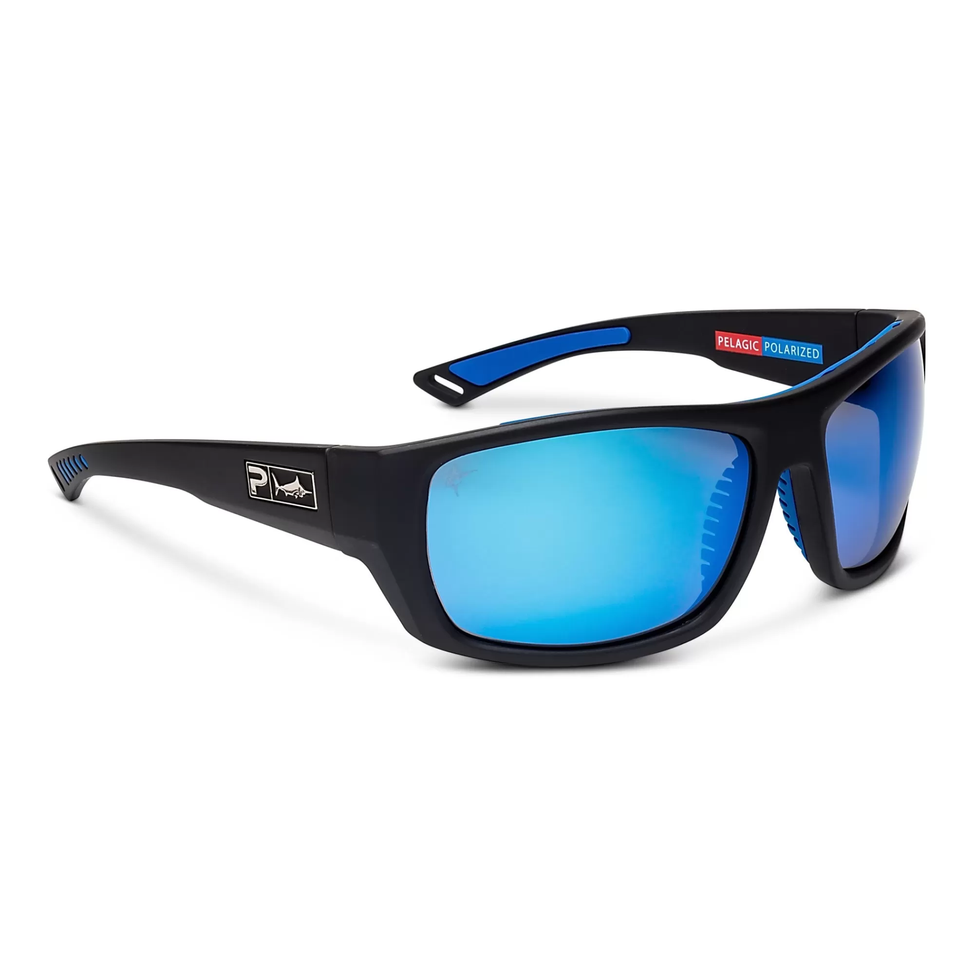 Pelagic Technology>Pursuit - Polarized Mineral Glass Matte Black - Blue Mirror