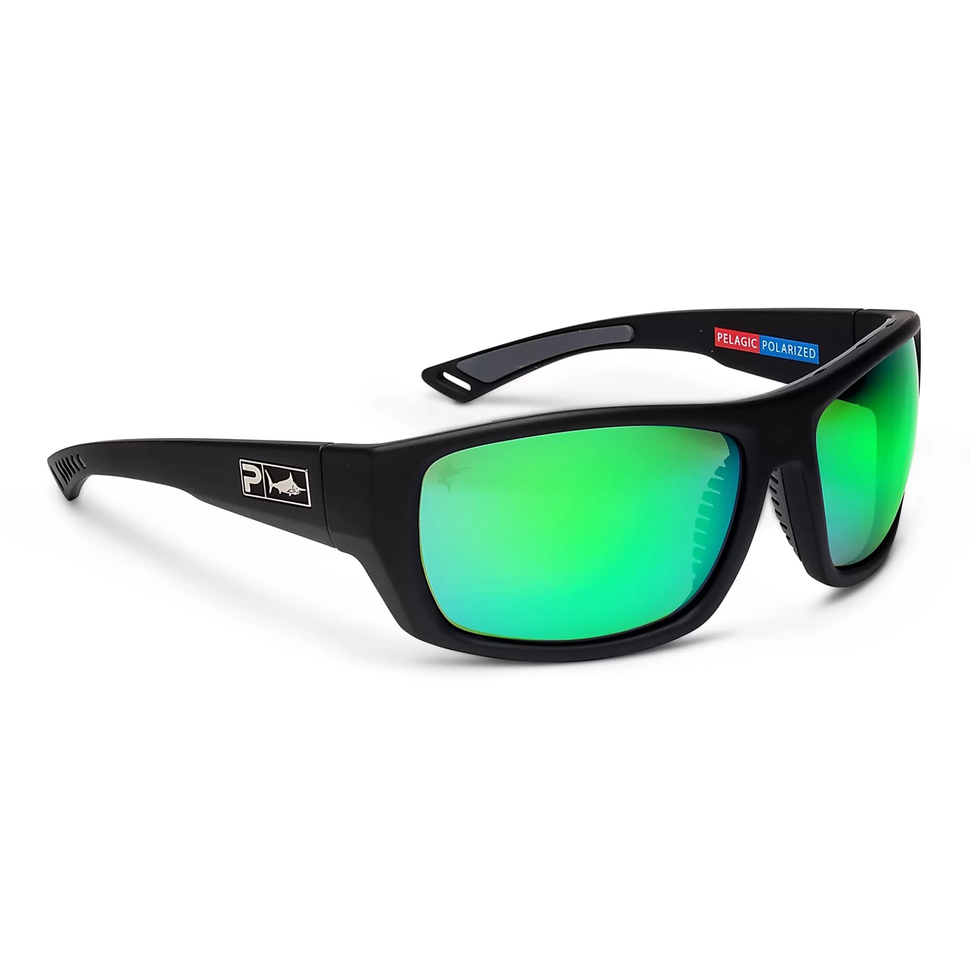 Pelagic Best Selling Sunglasses>Pursuit - Polarized Mineral Glass Matte Black - Green Mirror