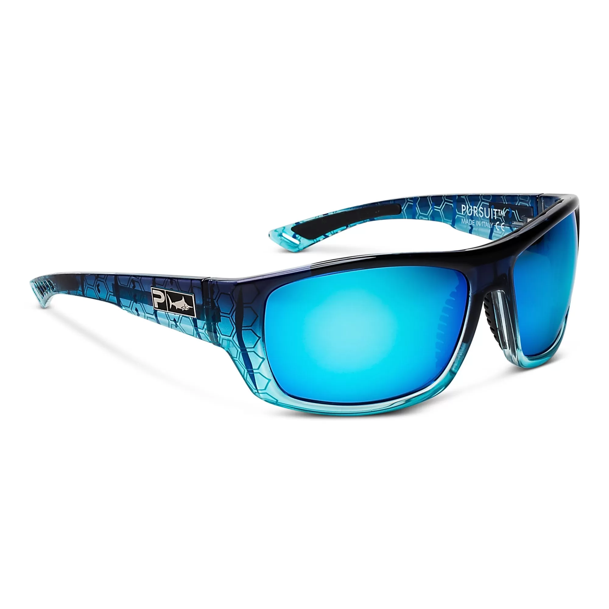 Pelagic Best Selling Sunglasses>Pursuit - Polarized Poly Lens Blue Helix - Blue Mirror