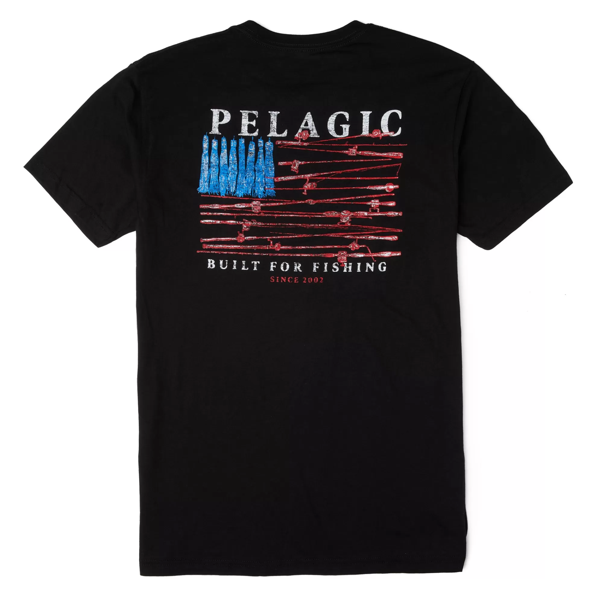 Pelagic T-Shirts & Tank Tops>Reel Flag Black