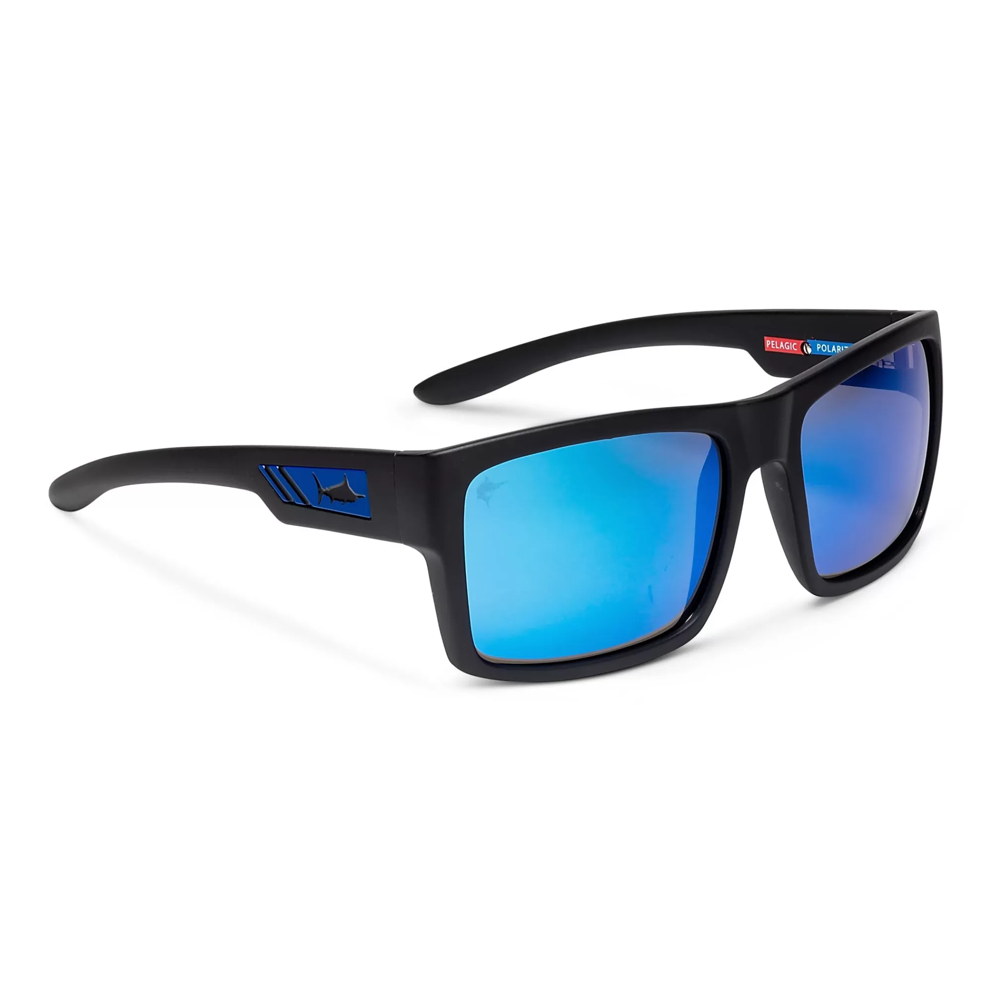 Pelagic Technology>Shark Bite - Polarized Mineral Glass Matte Black - Blue Mirror