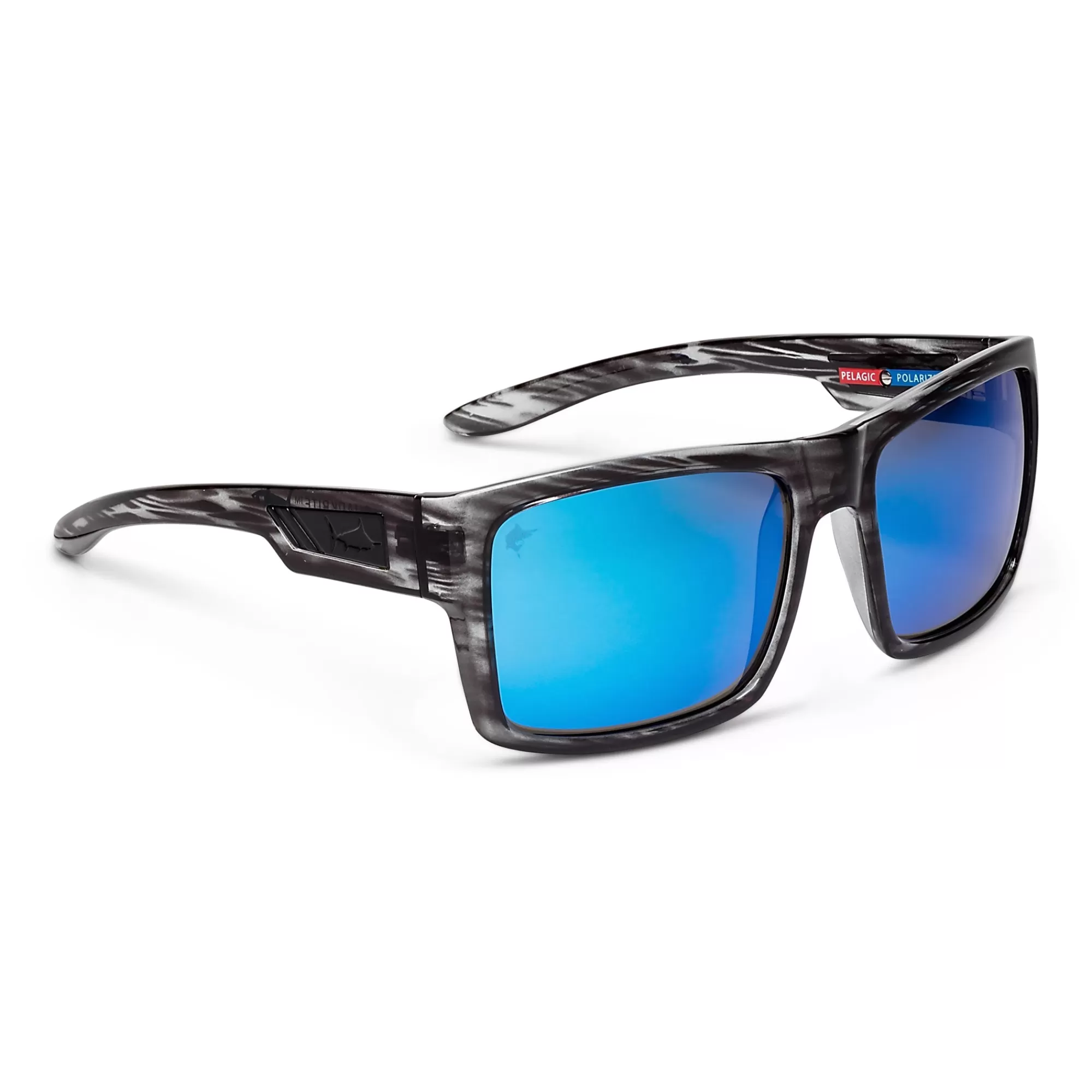 Pelagic Glass Polarized Lenses>Shark Bite - Polarized Mineral Glass Silverwood - Blue Mirror