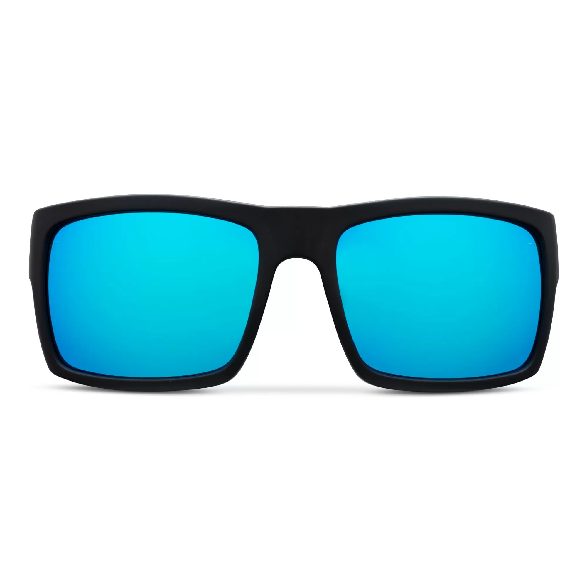 Pelagic Poly Polarized Lenses>Shark Bite - Polarized Poly Lens Matte Black - Blue Mirror