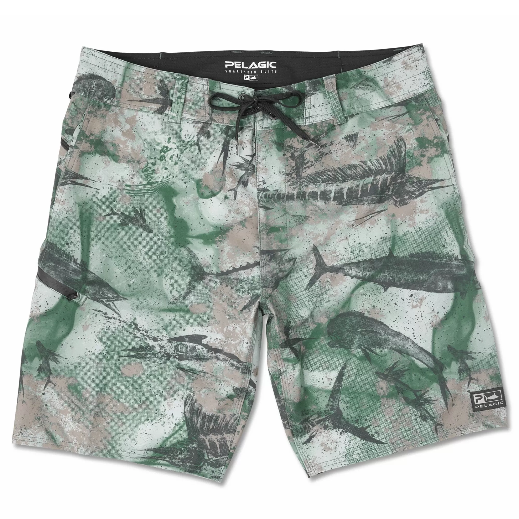 Pelagic Fishing Shorts>Sharkskin Elite Green