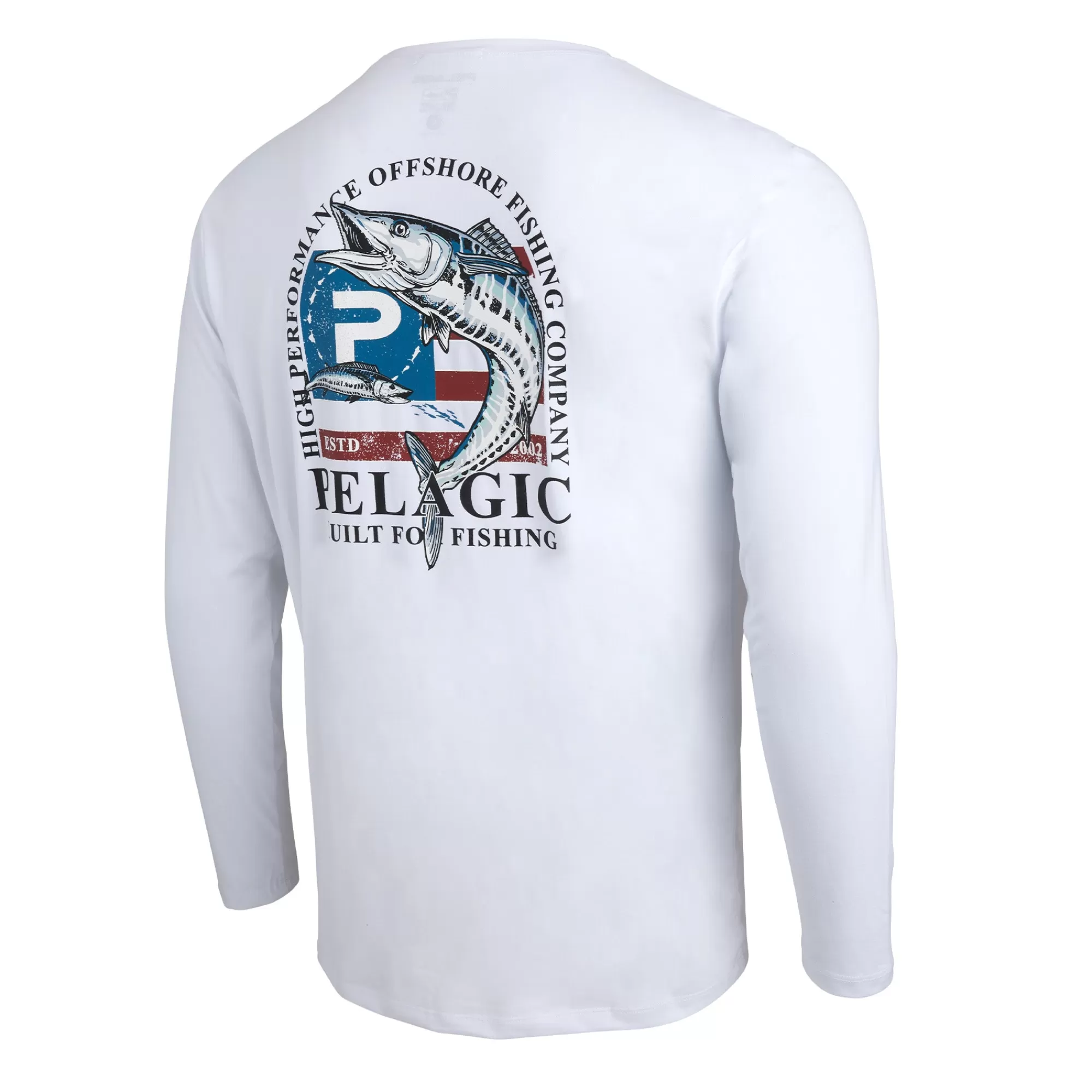 Pelagic T-Shirts & Tank Tops>Stratos Patriot Wahoo Ls White