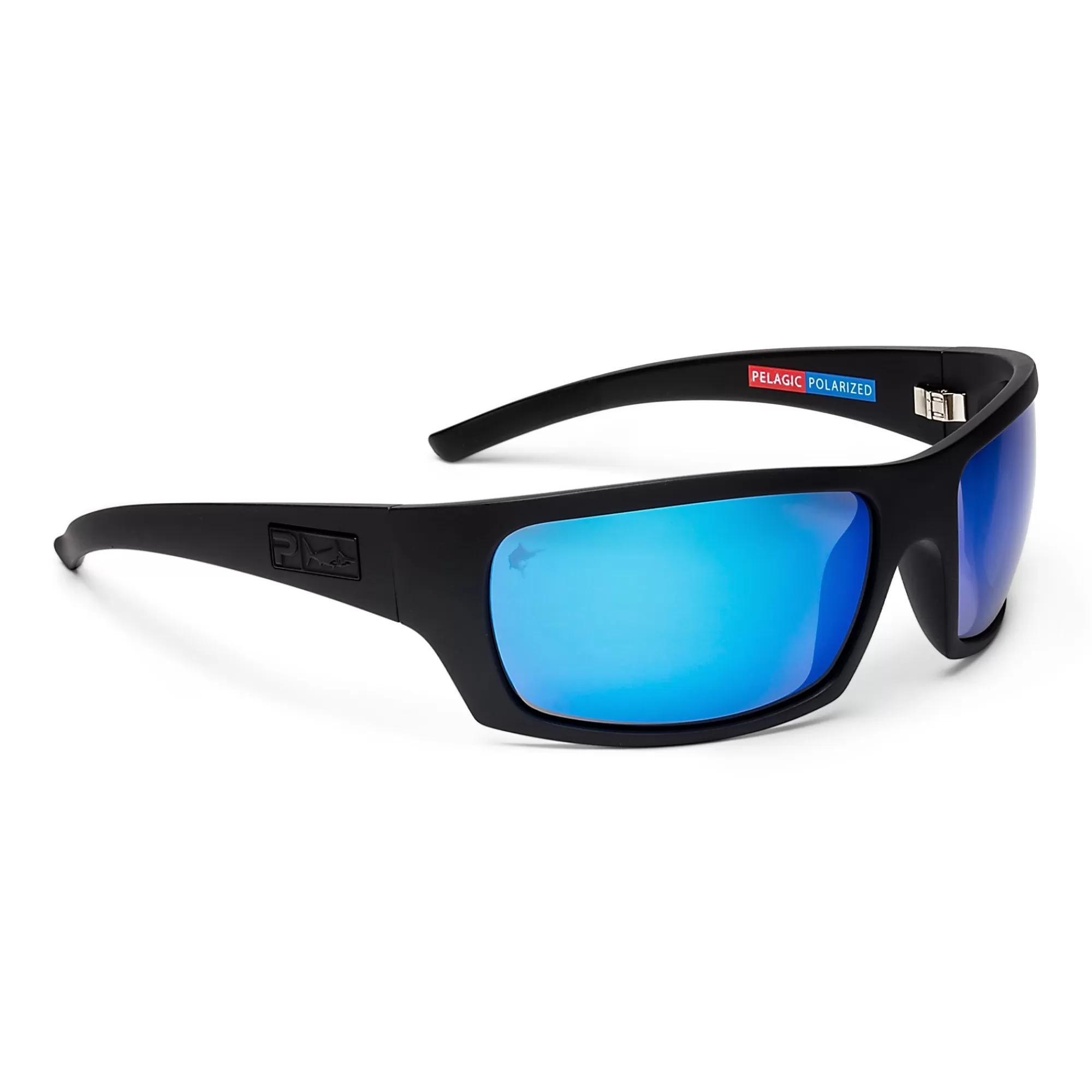 Pelagic Technology>The Mack - Polarized Mineral Glass Matte Black - Blue Mirror