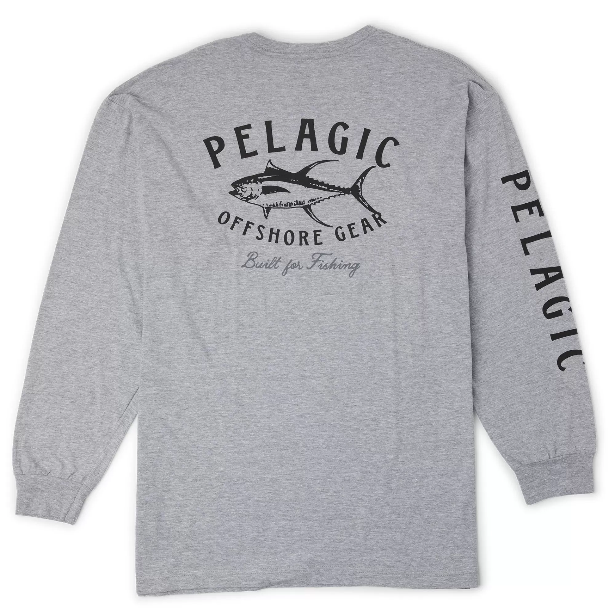 Pelagic T-Shirts & Tank Tops>Tuna Trip Ls Heather Grey