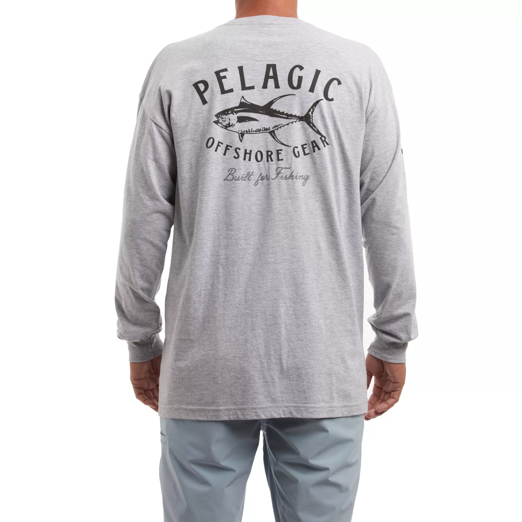 Pelagic T-Shirts & Tank Tops>Tuna Trip Ls Heather Grey