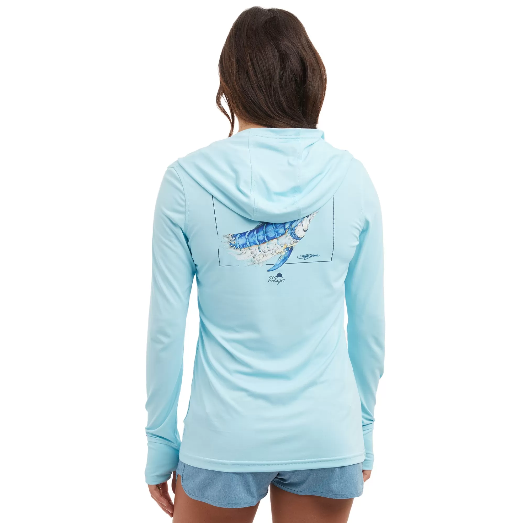 Pelagic Fishing Shirts>Ws Aquatek Goione Marlin Tahiti Blue