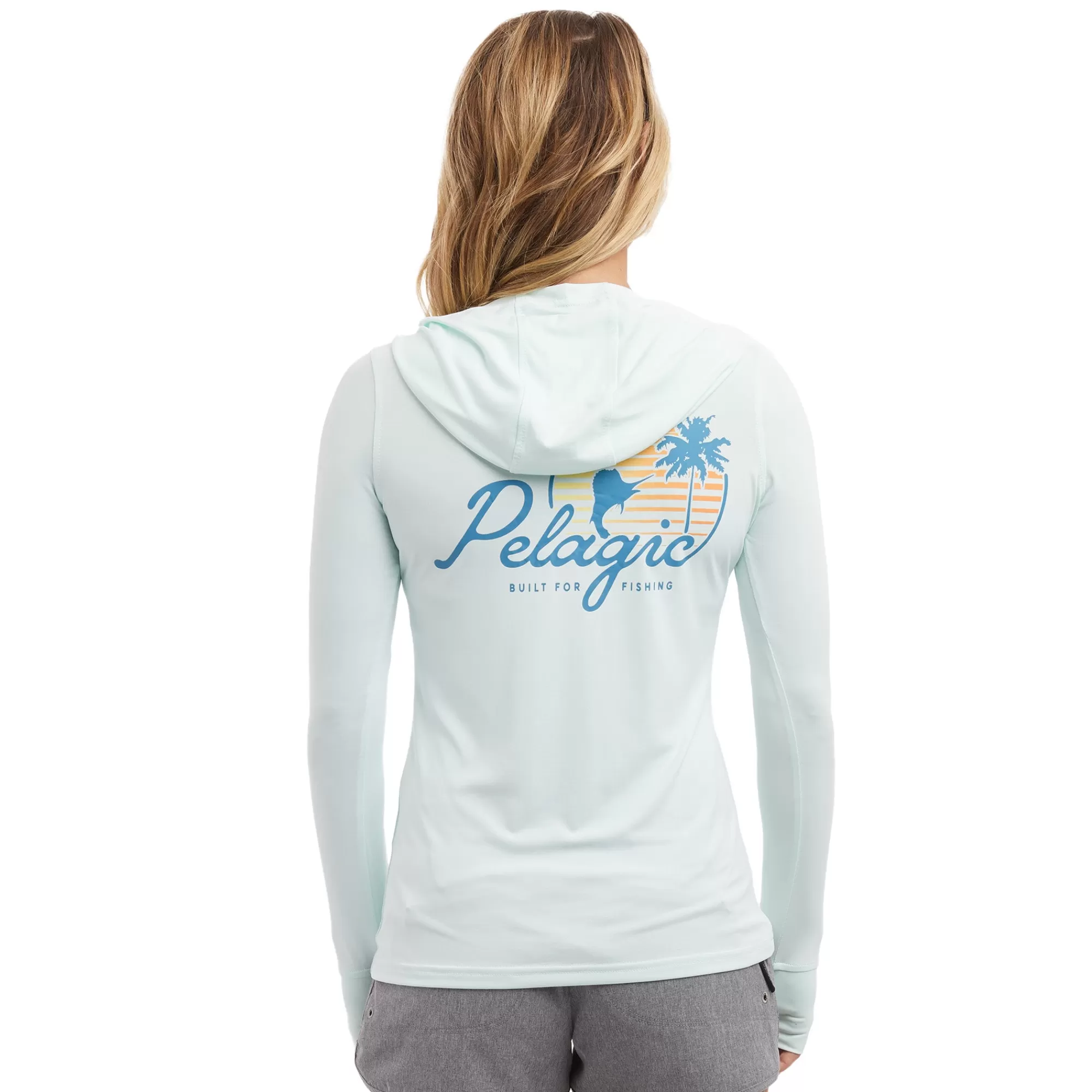 Pelagic Fishing Shirts>Ws Aquatek Sunset Sails Sea Foam