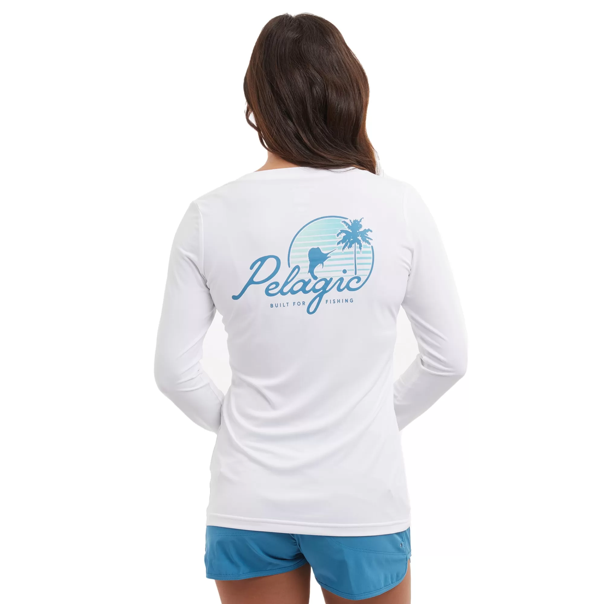 Pelagic Fishing Shirts>Ws Aquatek Sunset Sails White