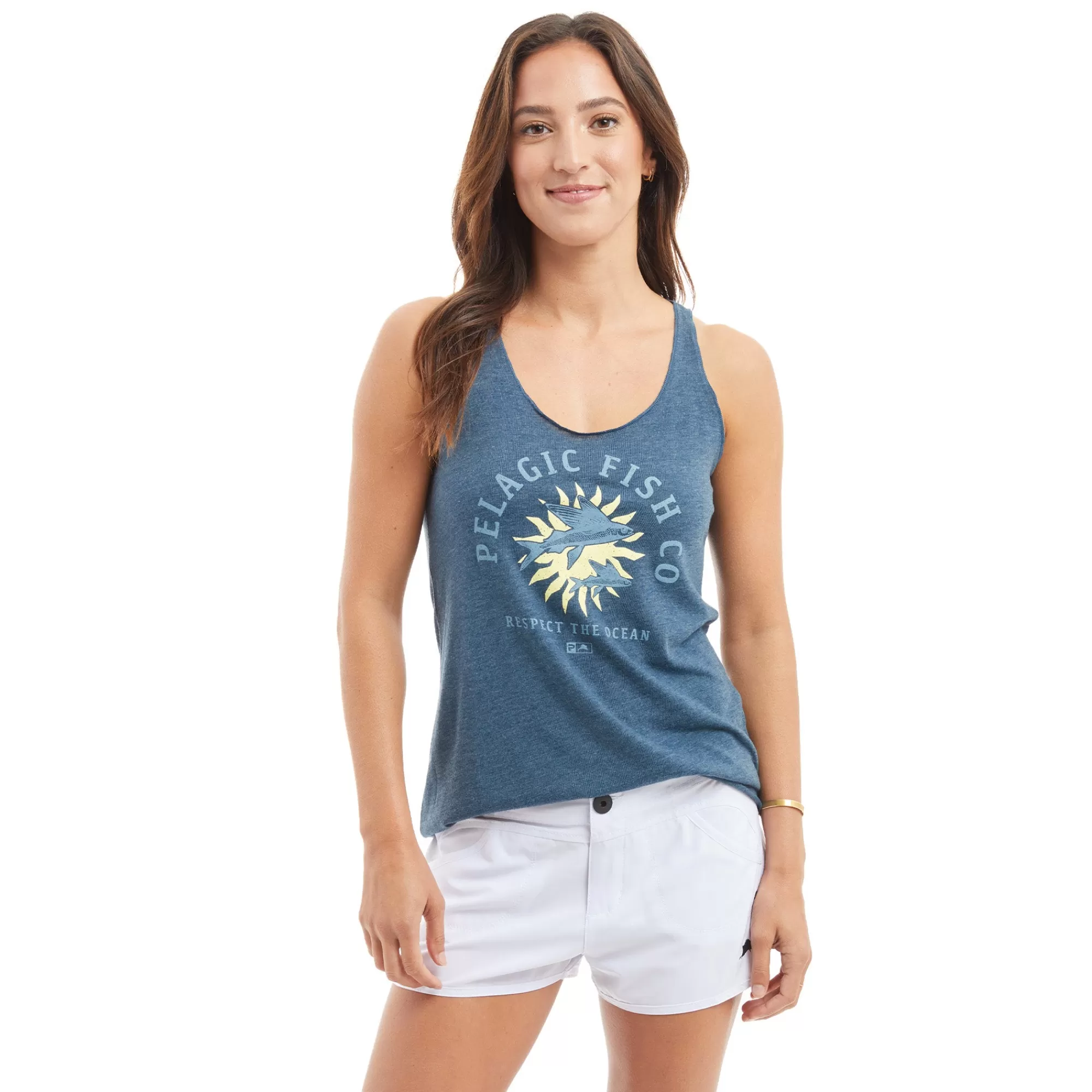 Pelagic T-Shirts & Tank Tops>Ws El Sol Smokey Blue