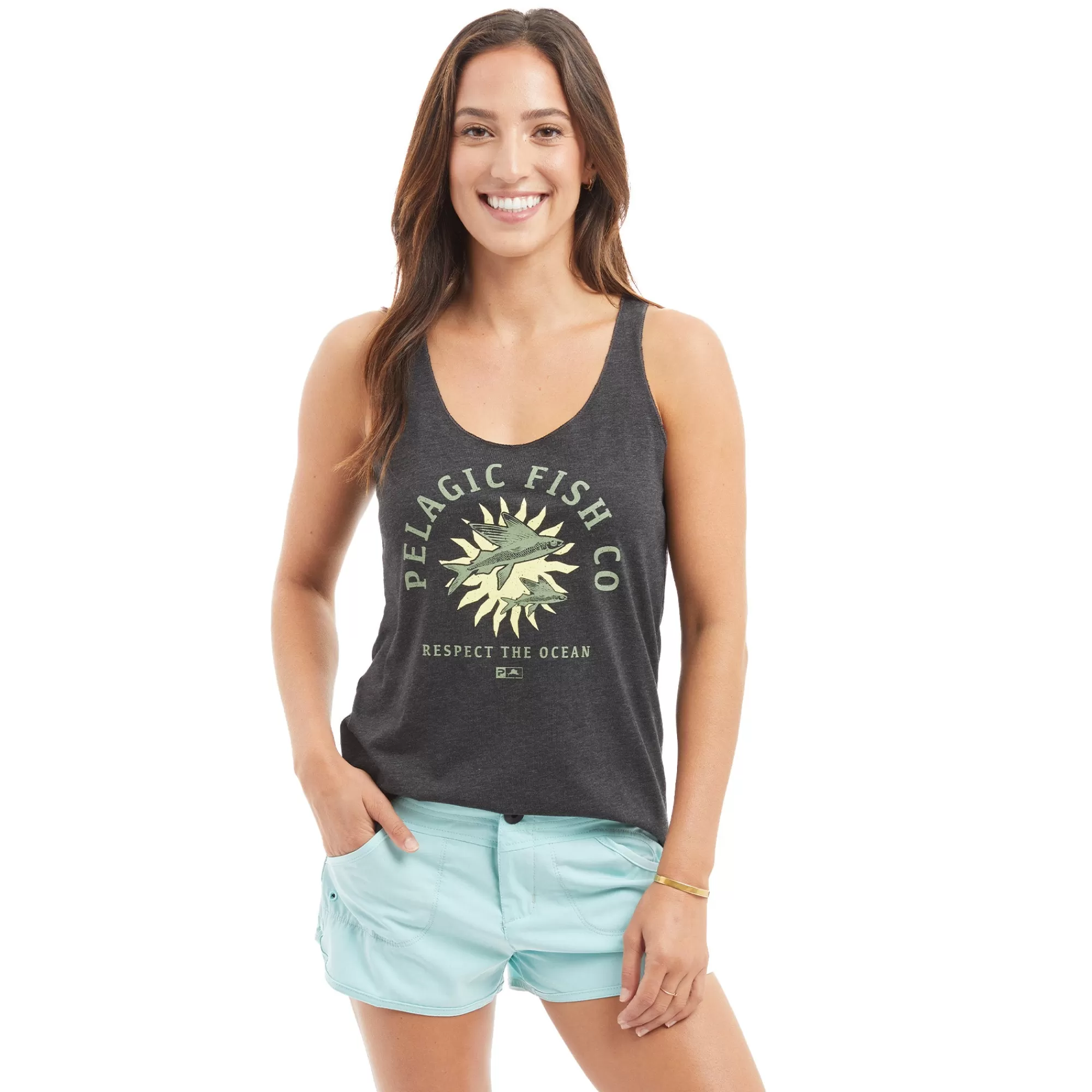 Pelagic T-Shirts & Tank Tops>Ws El Sol Heather Black