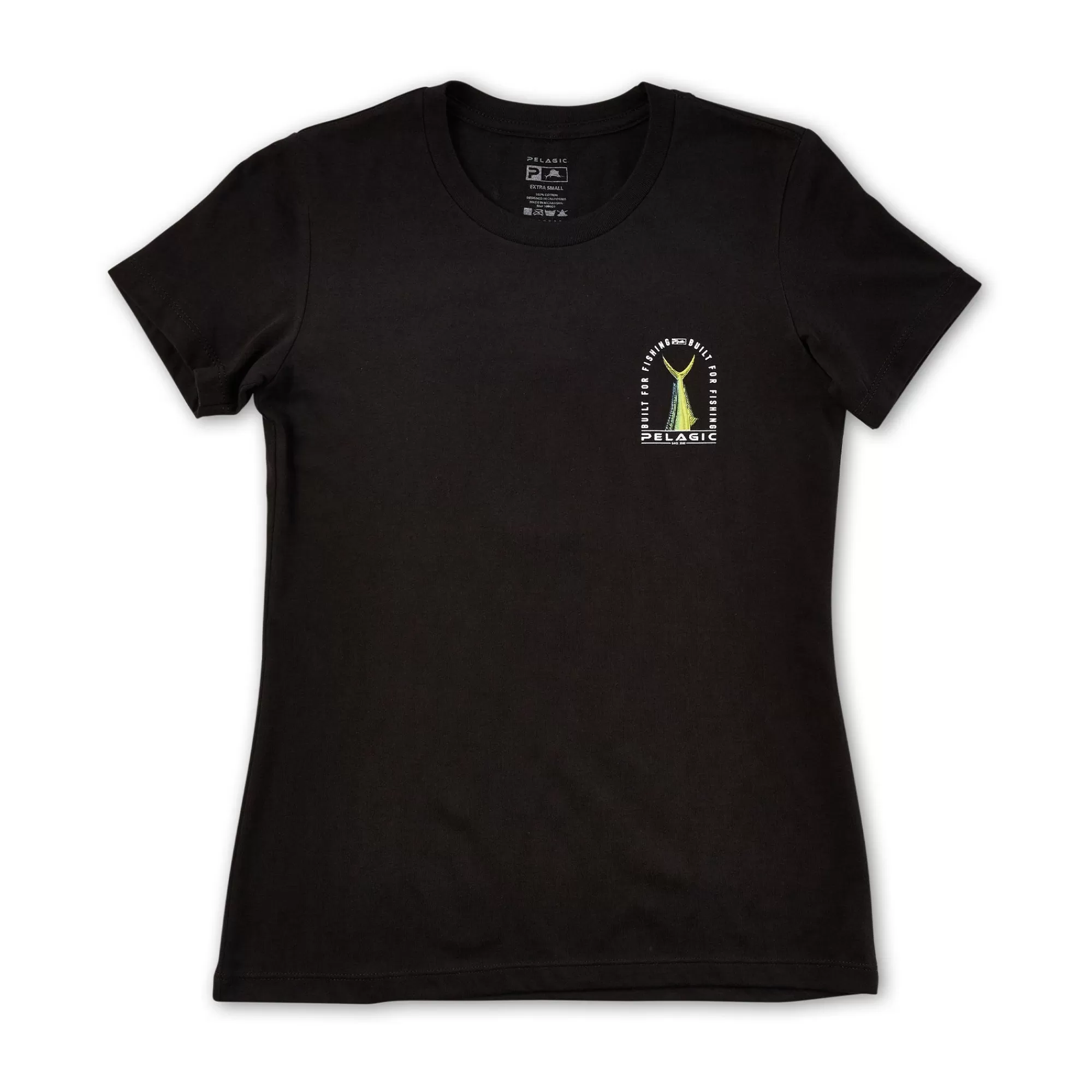 Pelagic T-Shirts & Tank Tops>Ws Fishtail Dorado Black