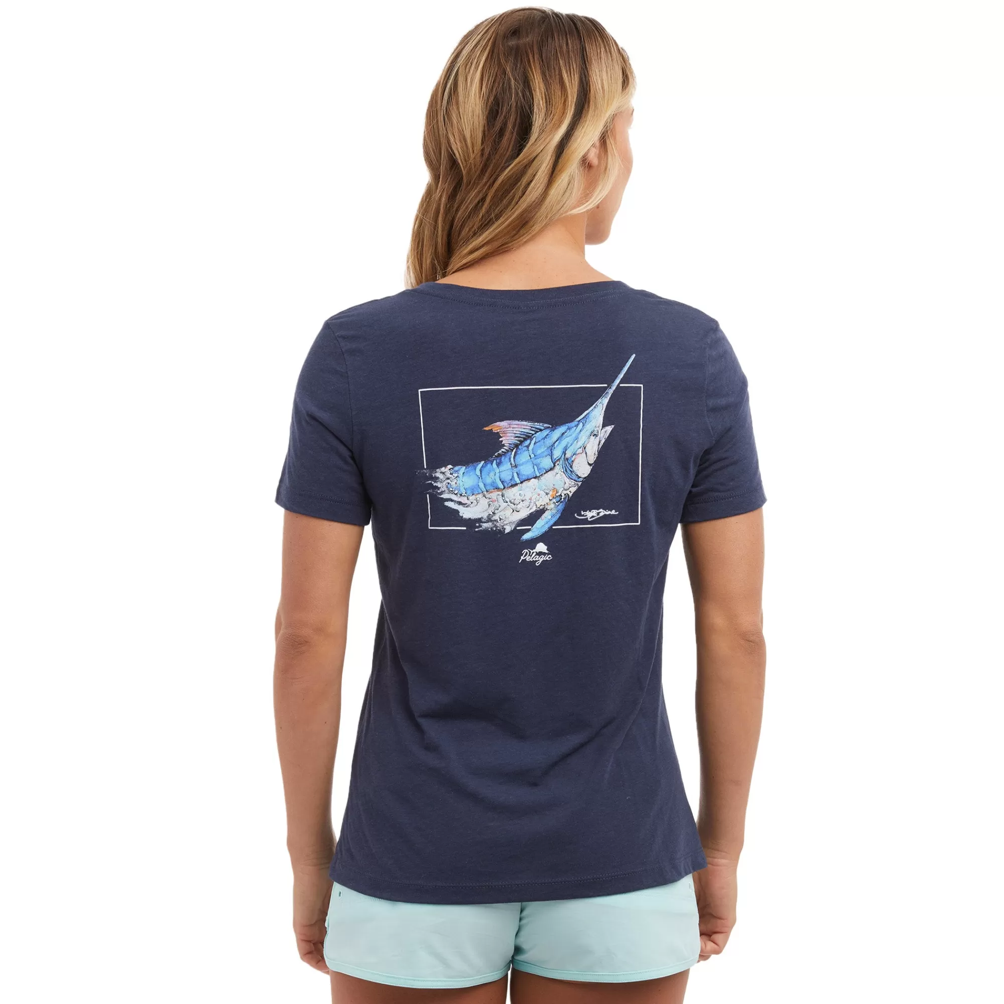 Pelagic T-Shirts & Tank Tops>Ws Goione Marlin Navy