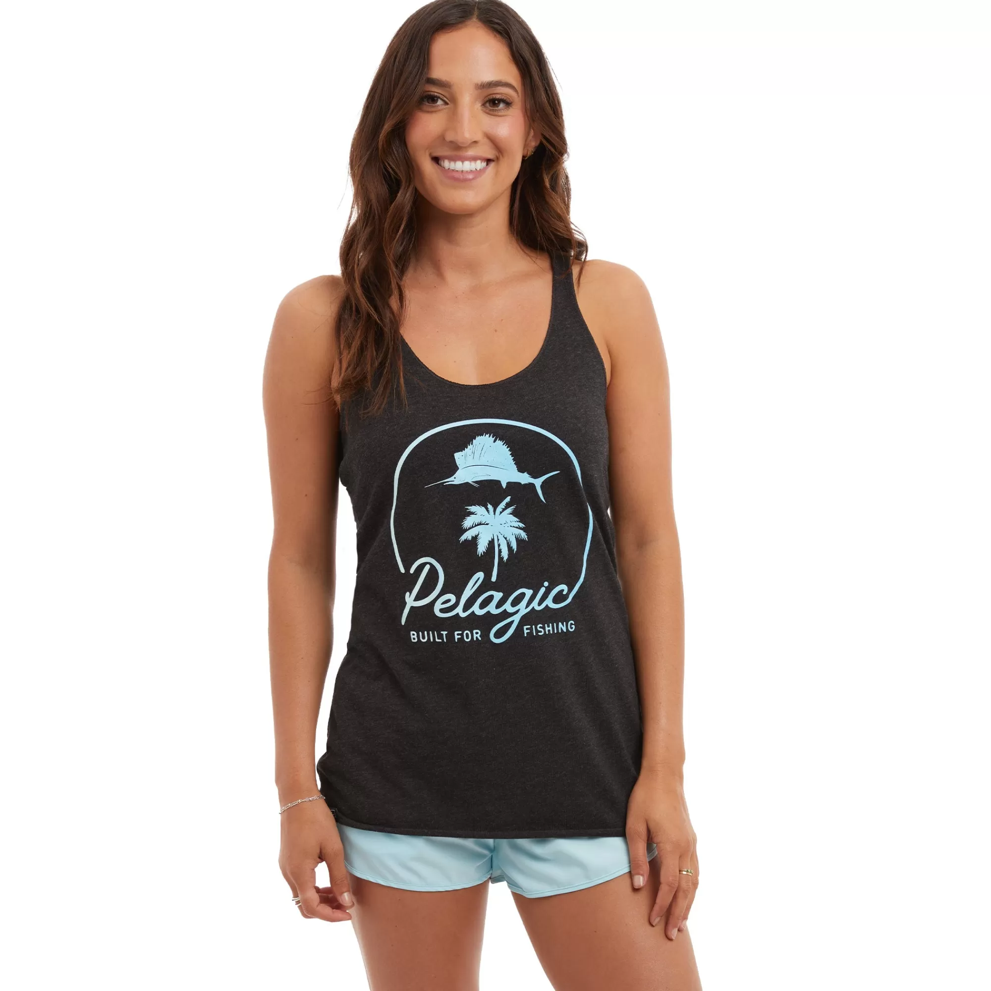 Pelagic T-Shirts & Tank Tops>Ws Tropical Dream Heather Black