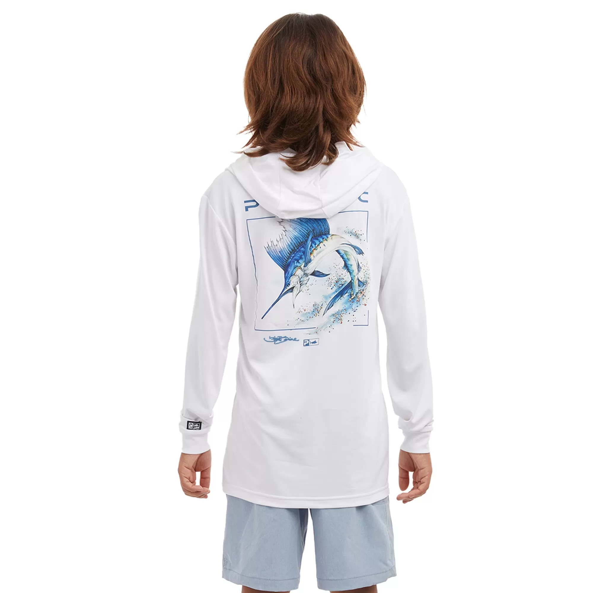 Pelagic Fishing Shirts>Youth Aquatek Goione Sailfish White