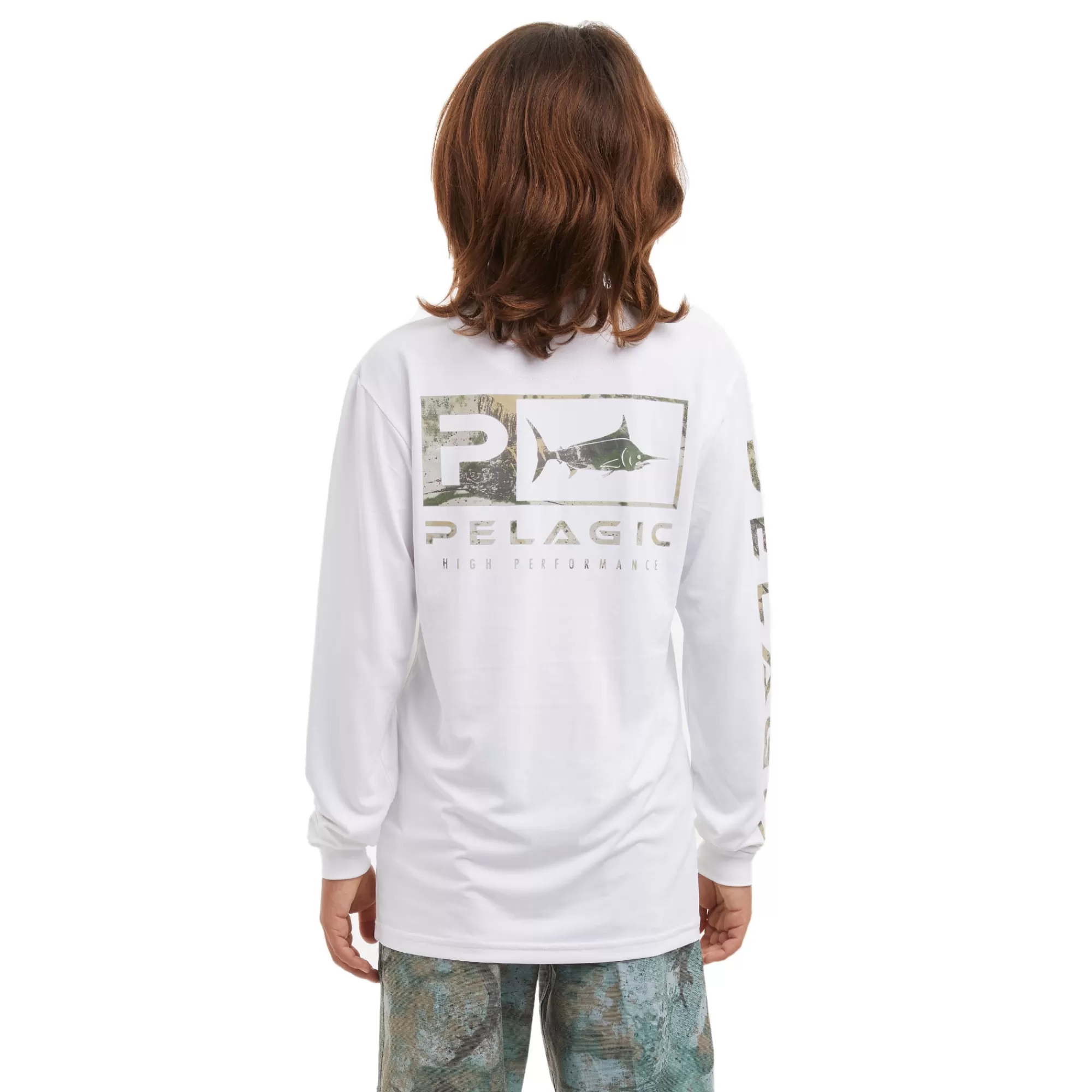 Pelagic Fishing Shirts>Youth Aquatek Icon White