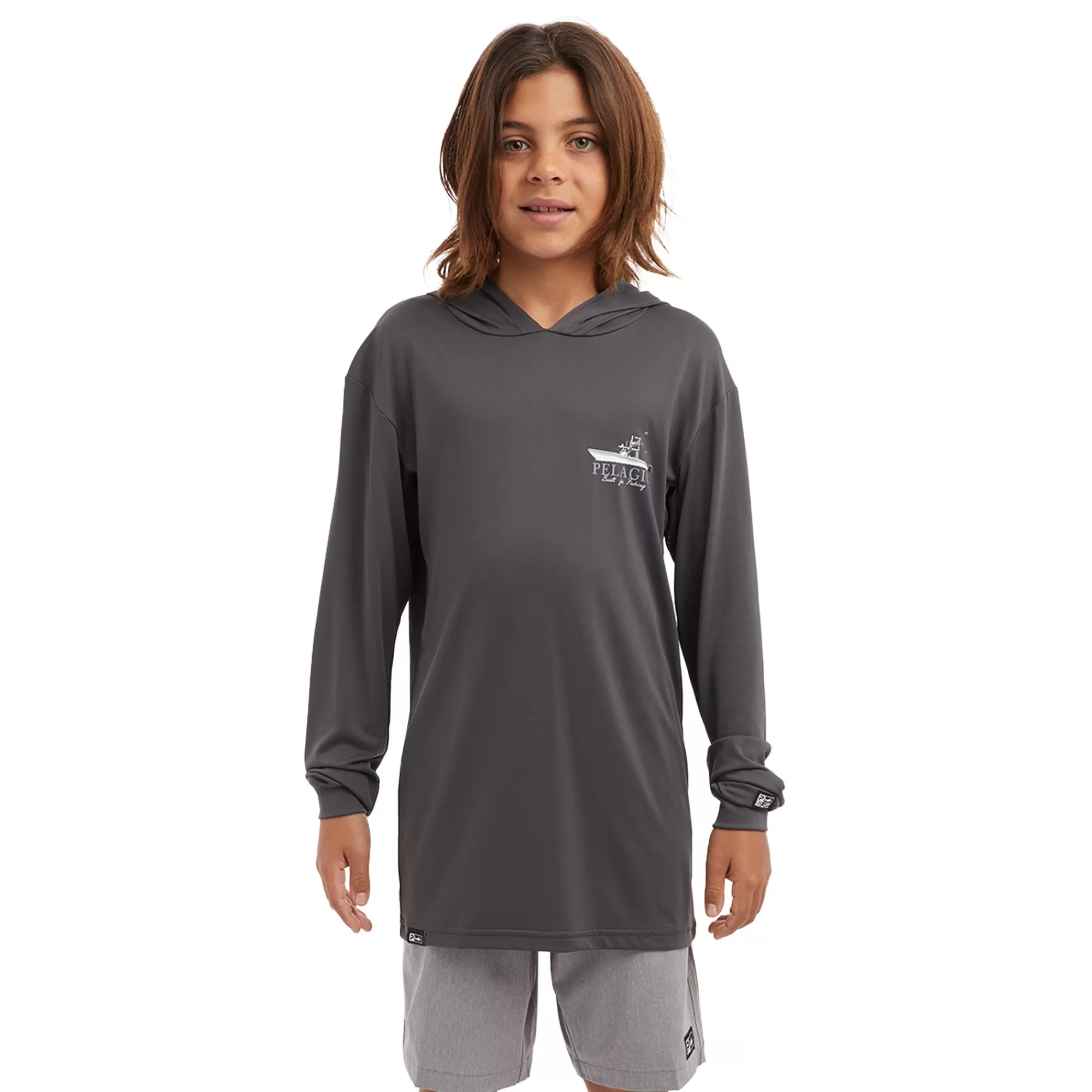 Pelagic Fishing Shirts>Youth Aquatek Let's Go Graphite