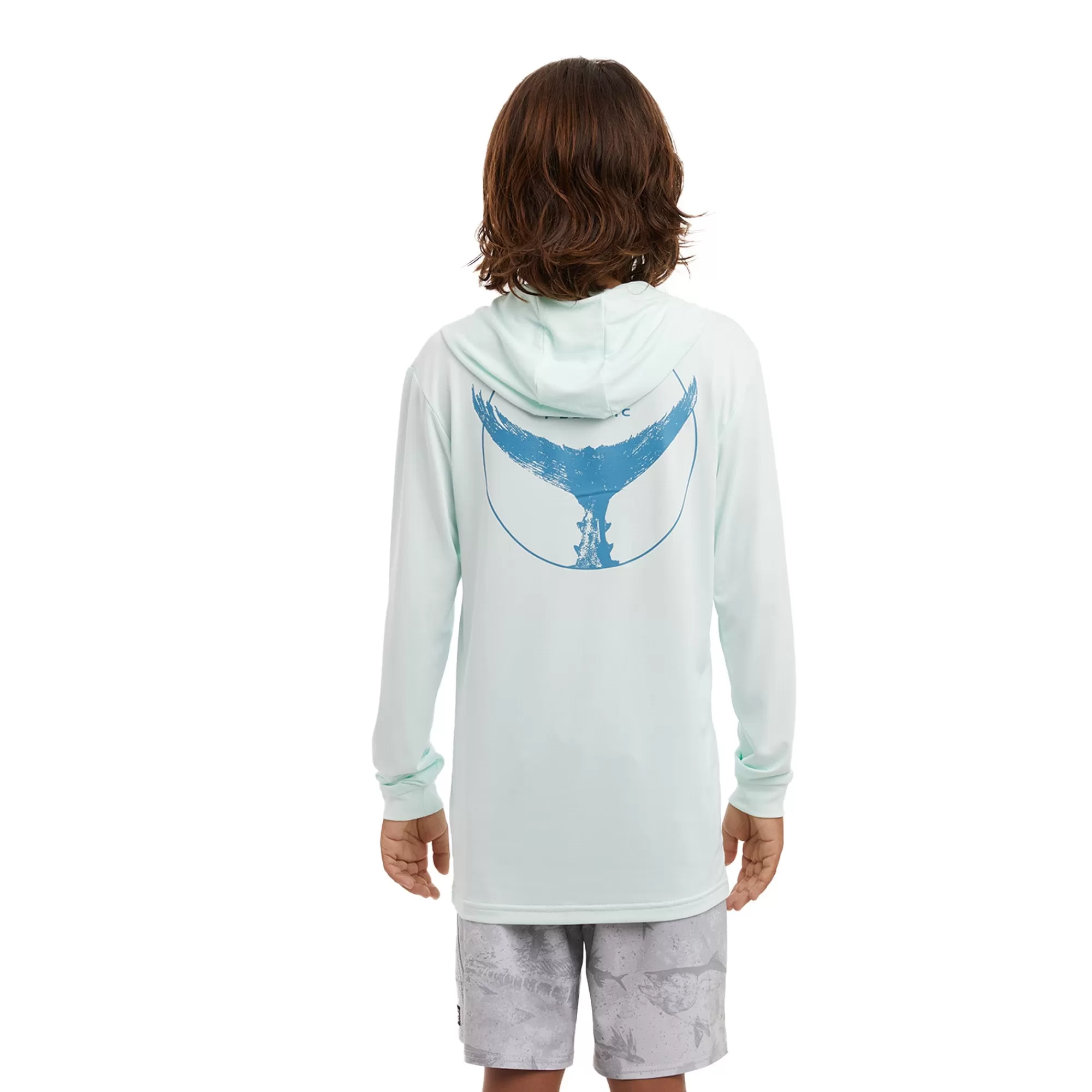 Pelagic Fishing Shirts>Youth Aquatek Tails Up Sea Foam