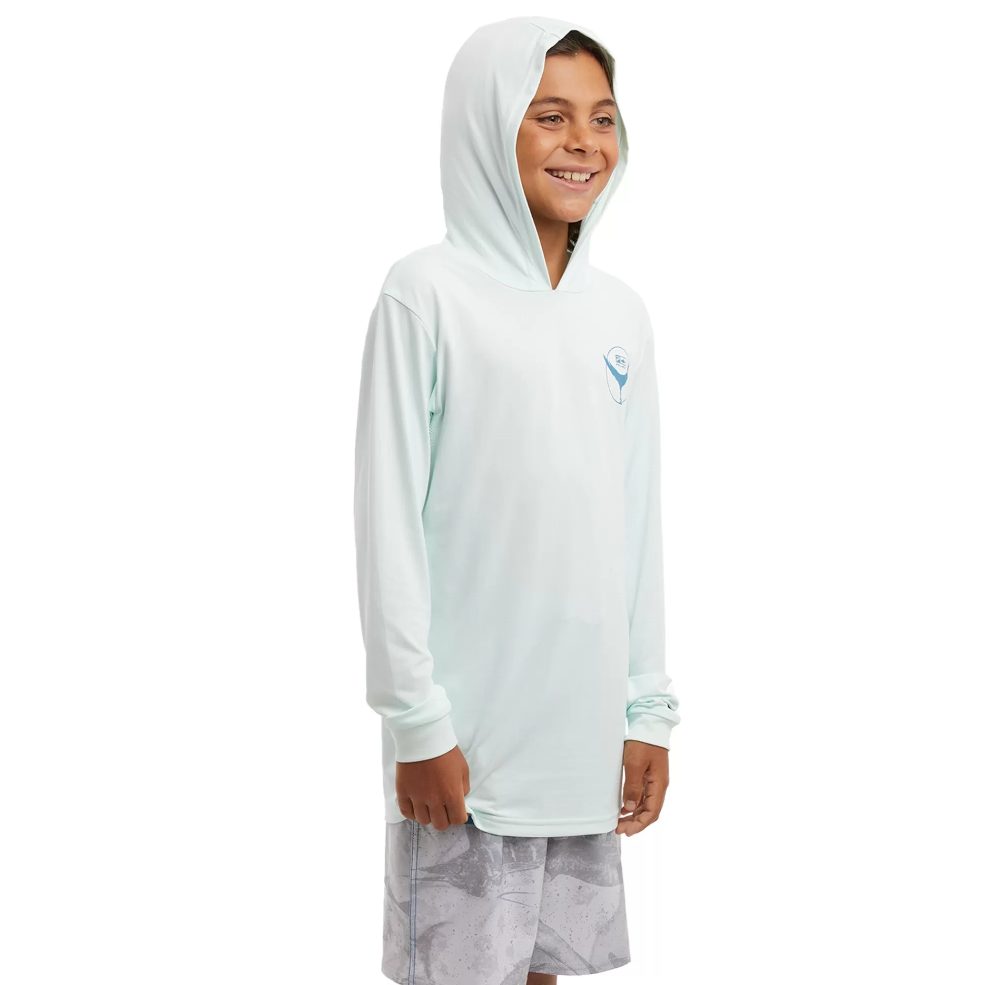 Pelagic Fishing Shirts>Youth Aquatek Tails Up Sea Foam