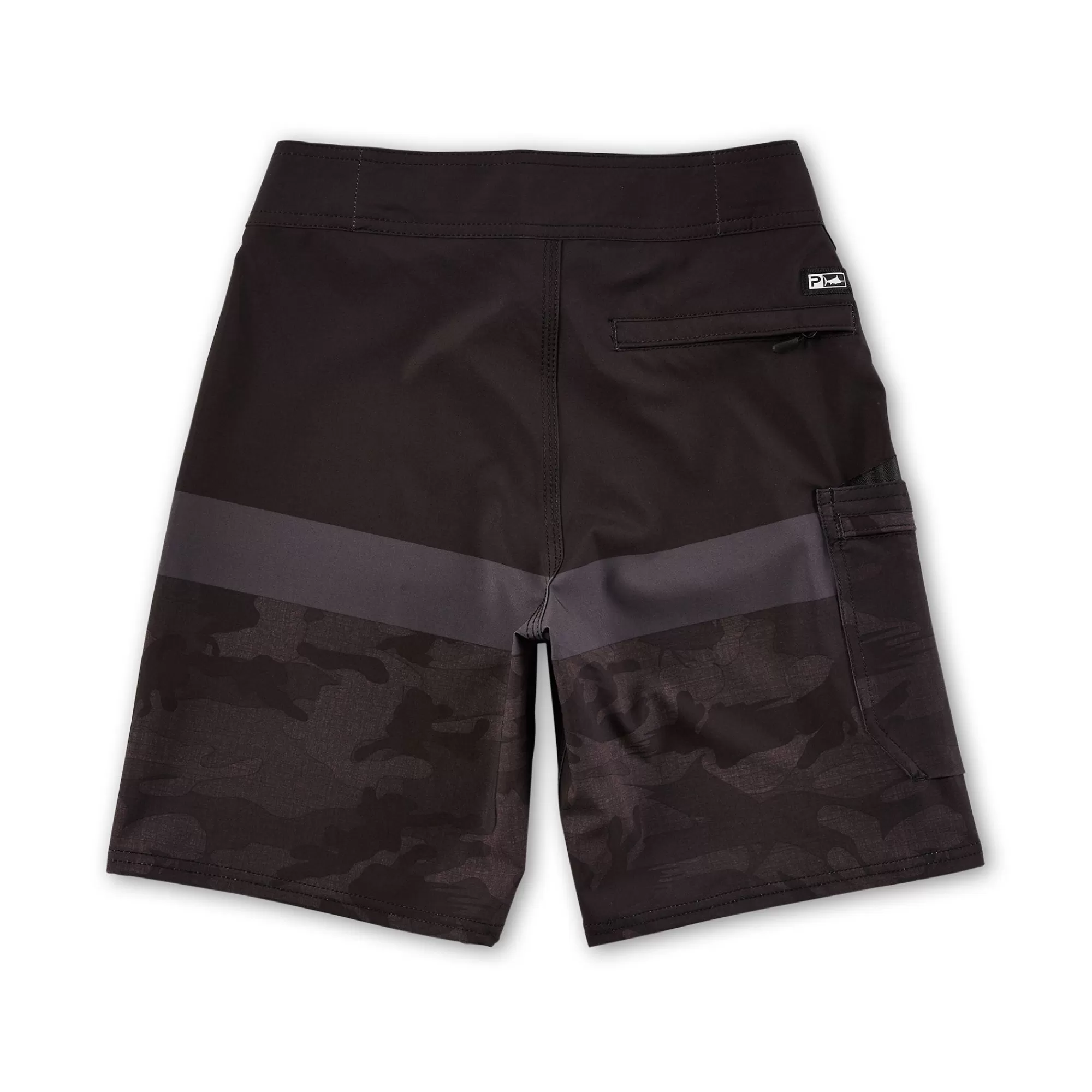 Pelagic Fishing Shorts>Youth Blue Water Fish Camo Black