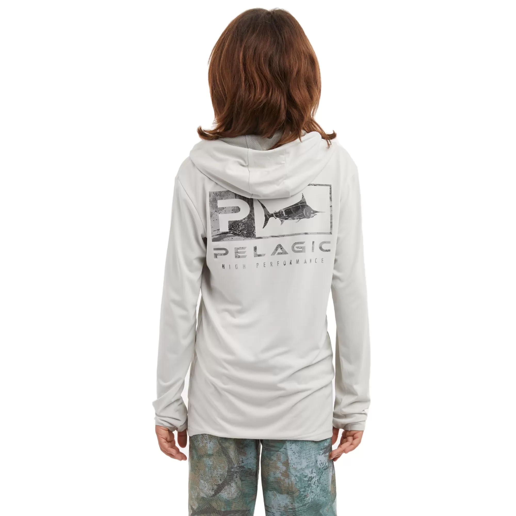 Pelagic Fishing Shirts>Youth Defcon Icon Light Grey