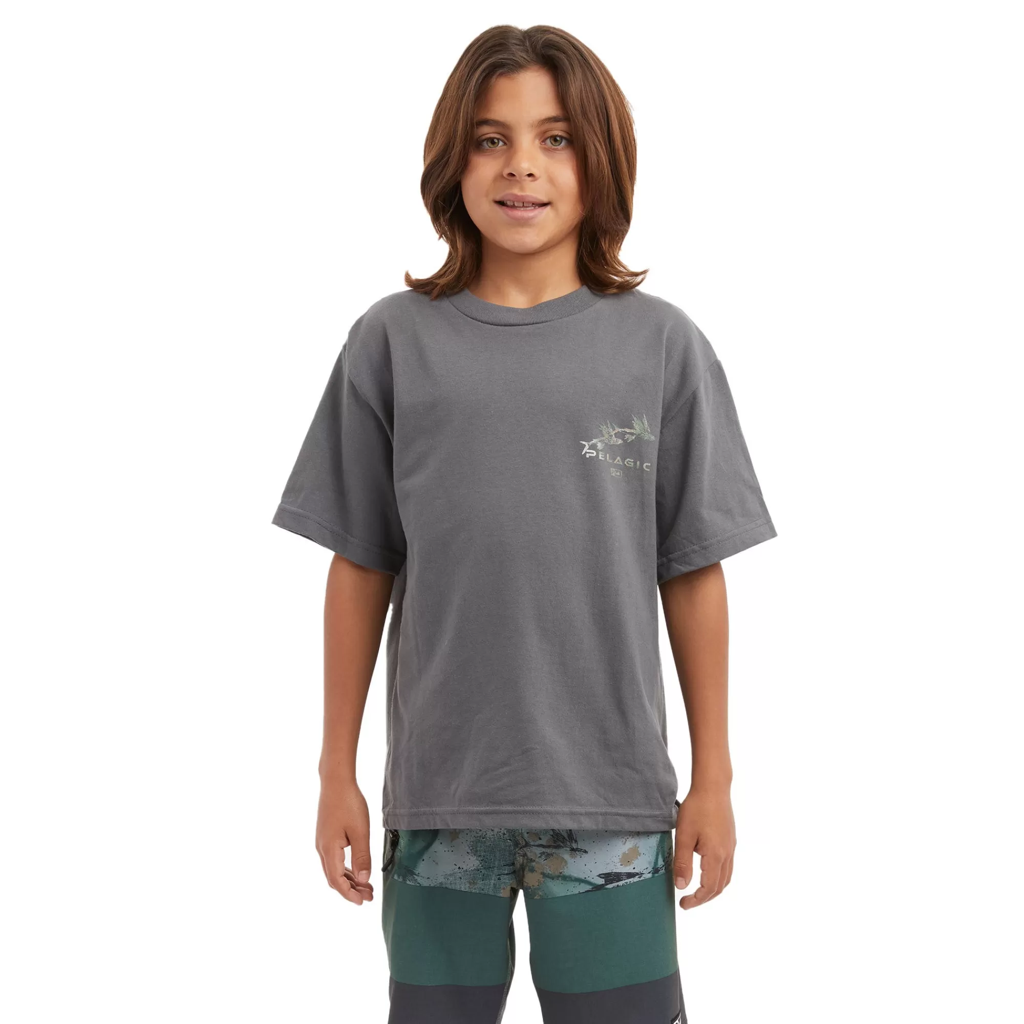 Pelagic T-Shirts>Youth Gyotaku Charcoal