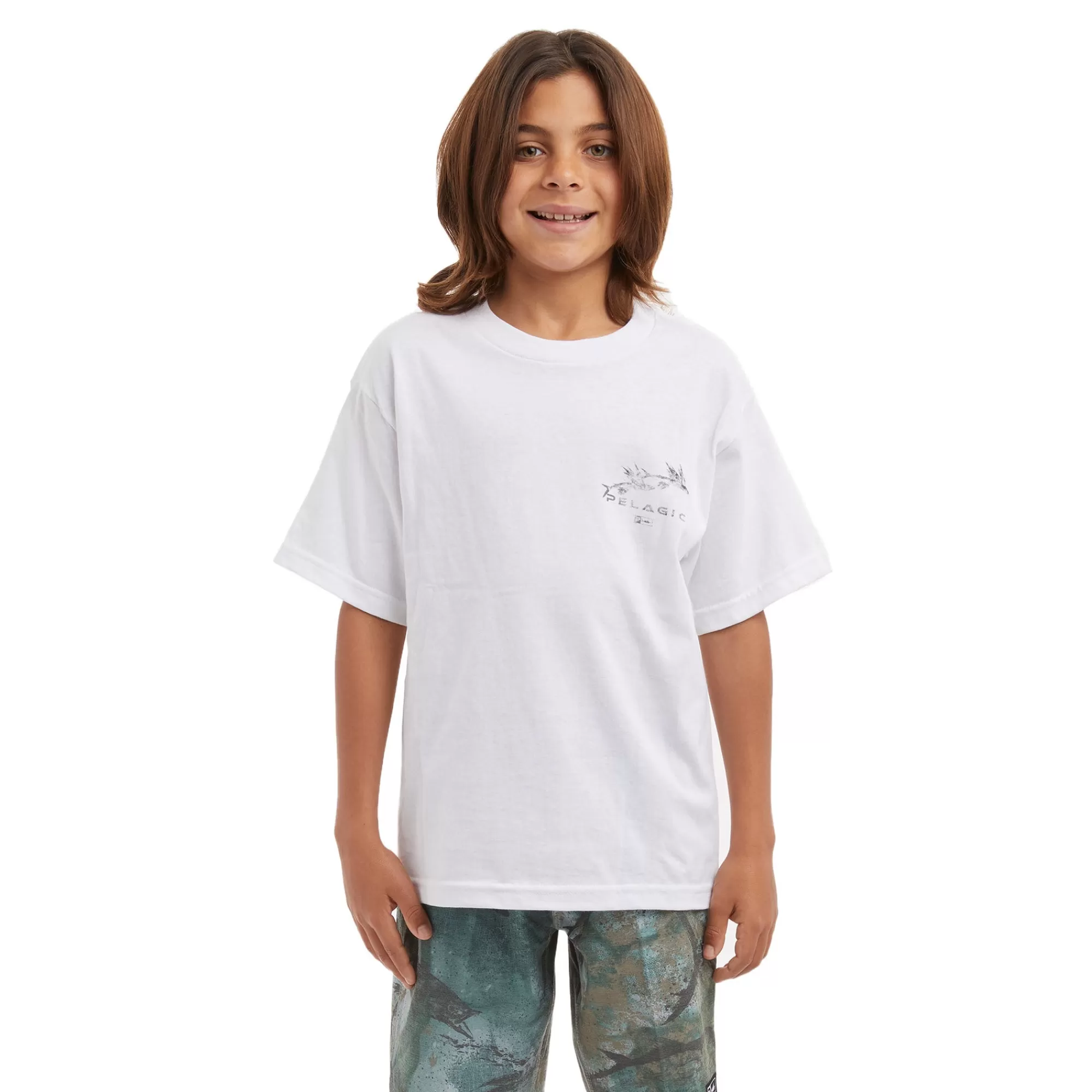 Pelagic T-Shirts>Youth Gyotaku White