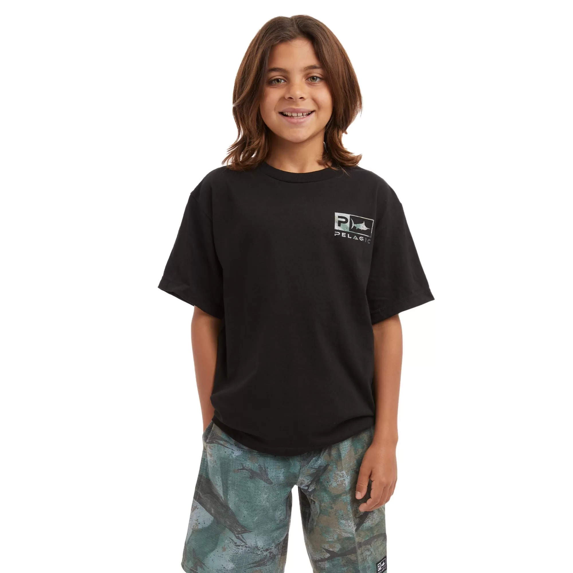 Pelagic T-Shirts>Youth Icon Camo Black