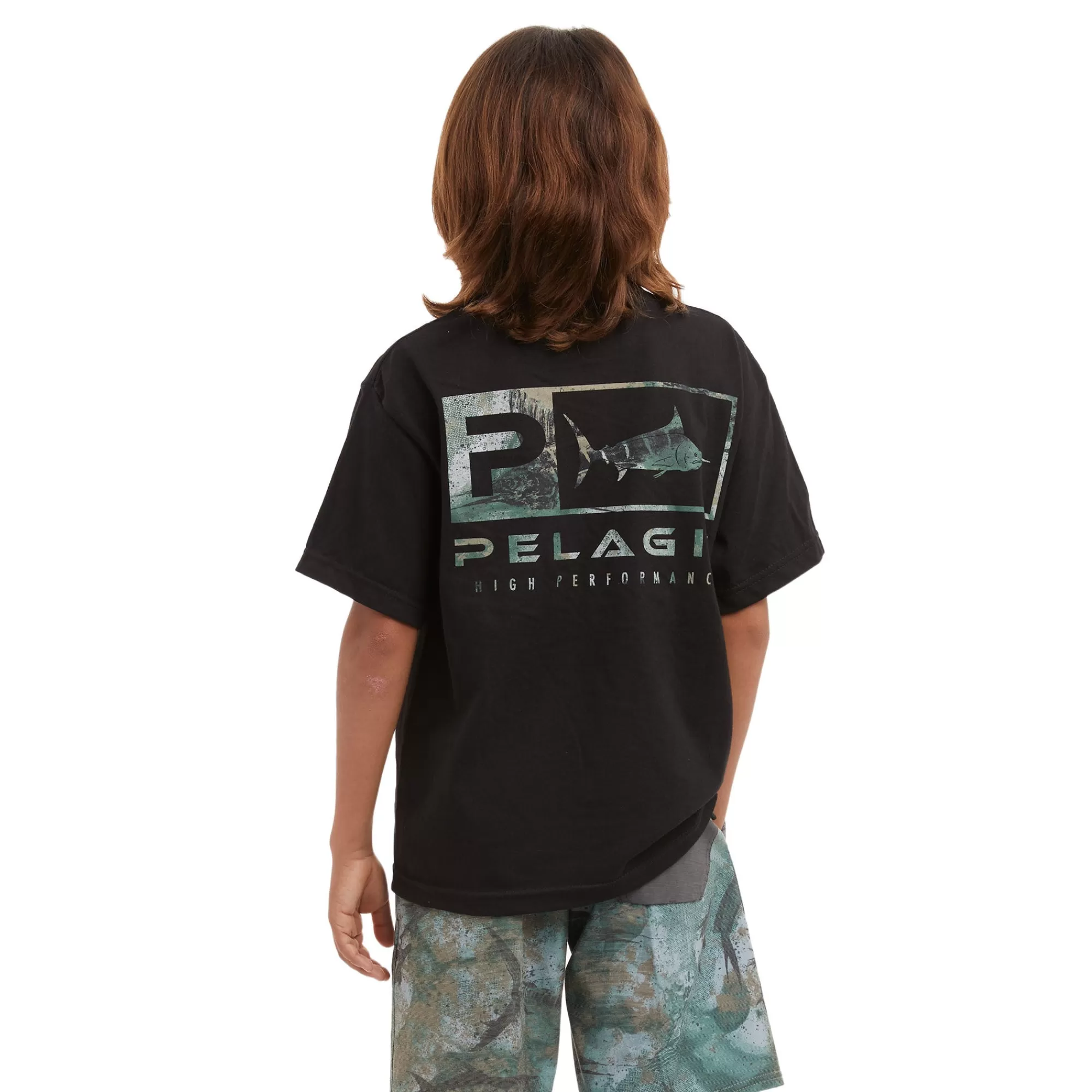 Pelagic T-Shirts>Youth Icon Camo Black