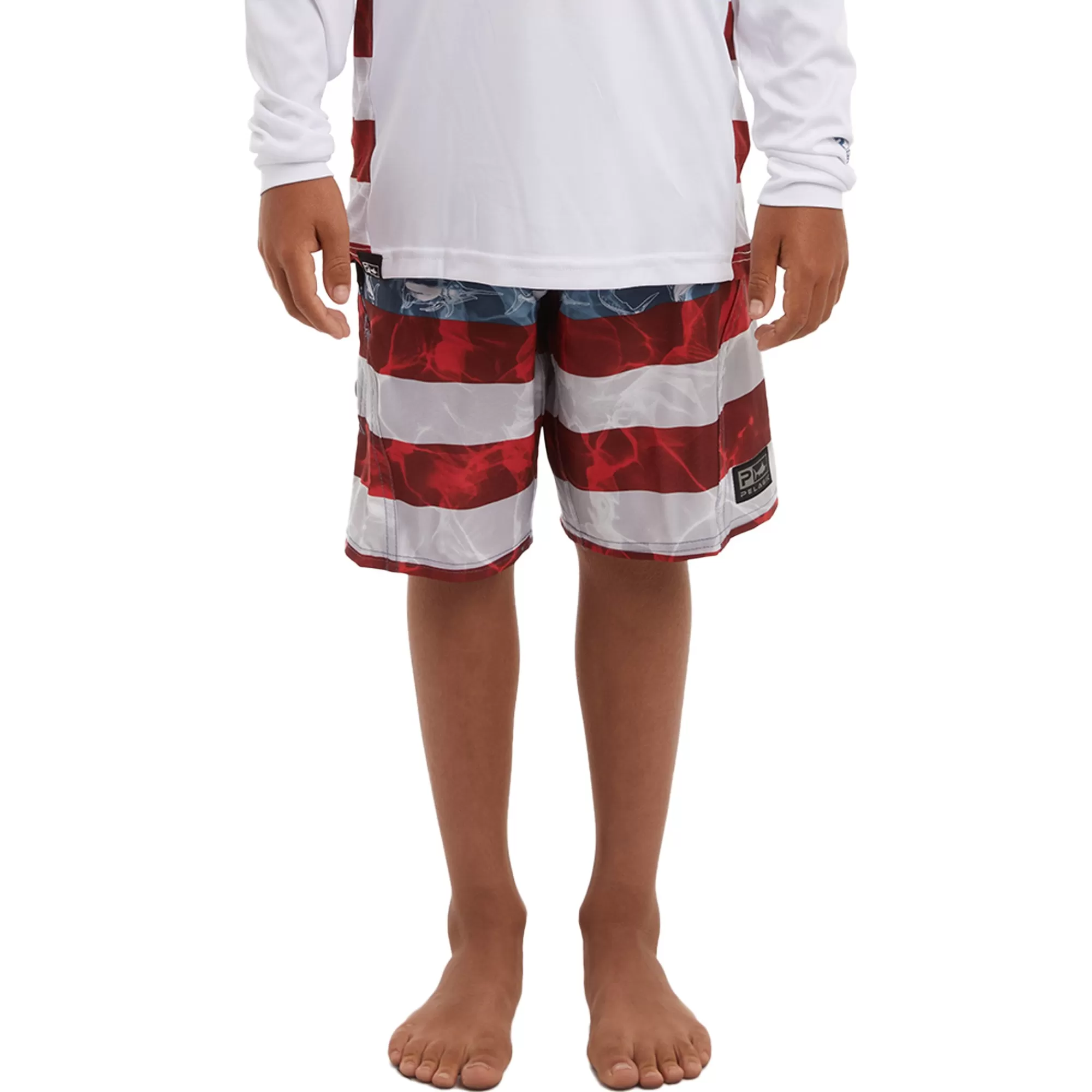 Pelagic Fishing Shorts>Youth Sharkskin Americamo