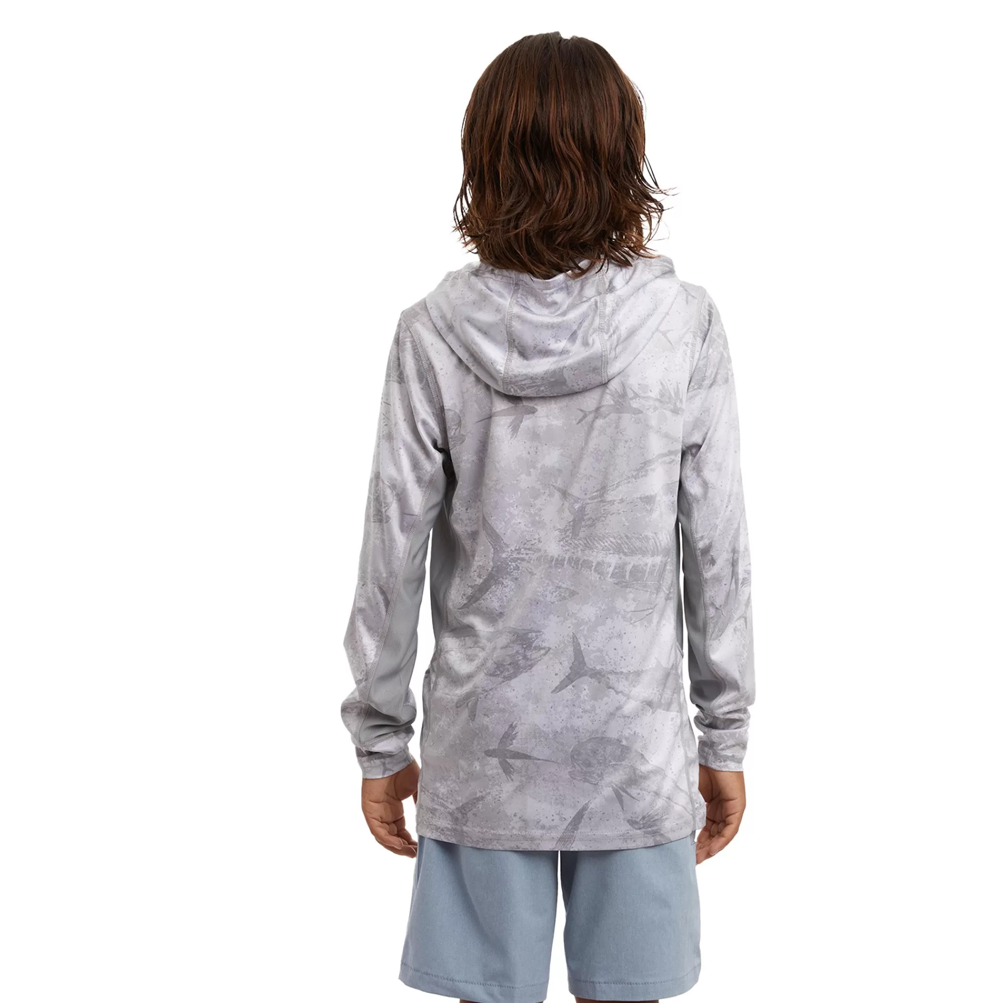 Pelagic Fishing Shirts>Youth Vaportek Light Grey