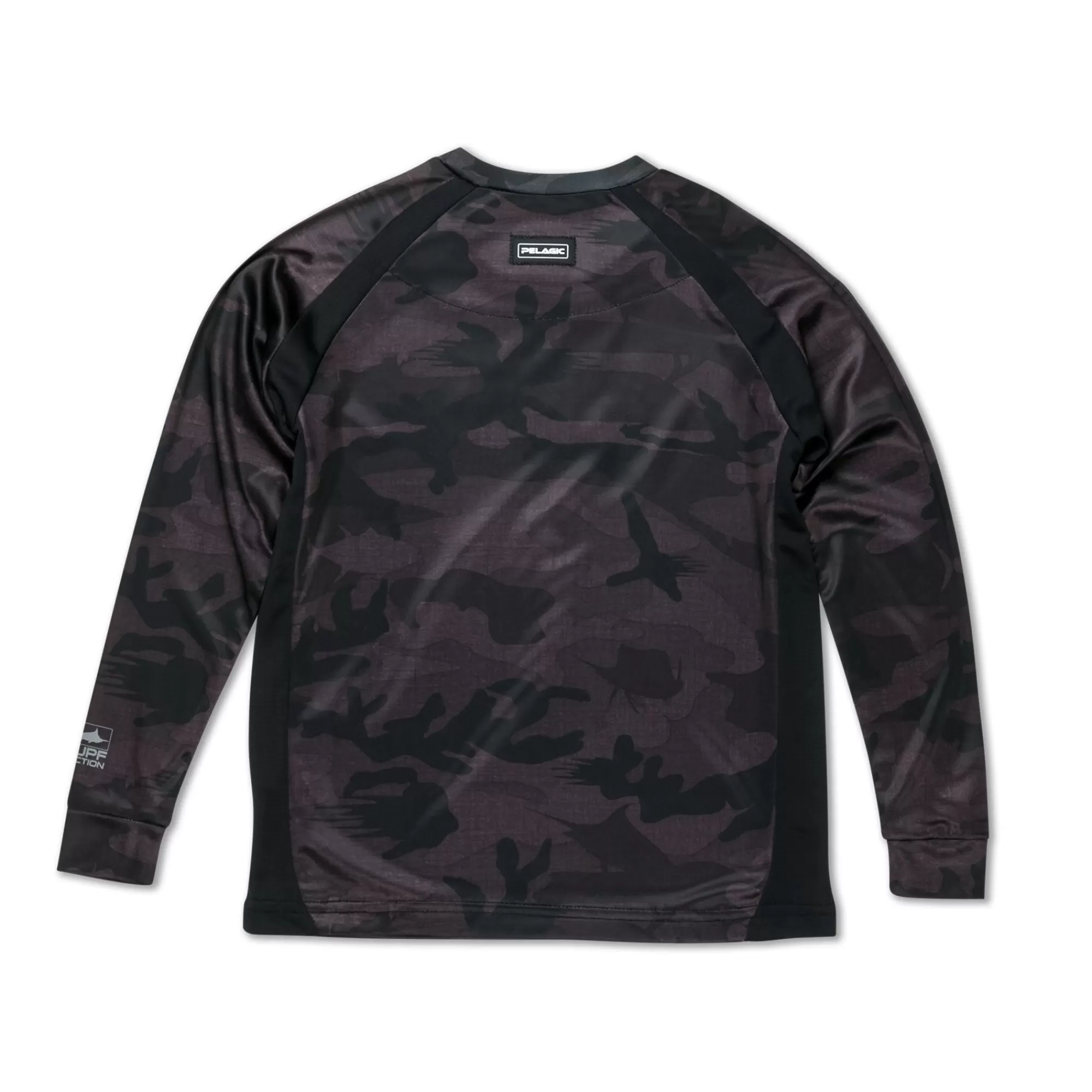 Pelagic Fishing Shirts>Youth Vaportek Fish Camo Black